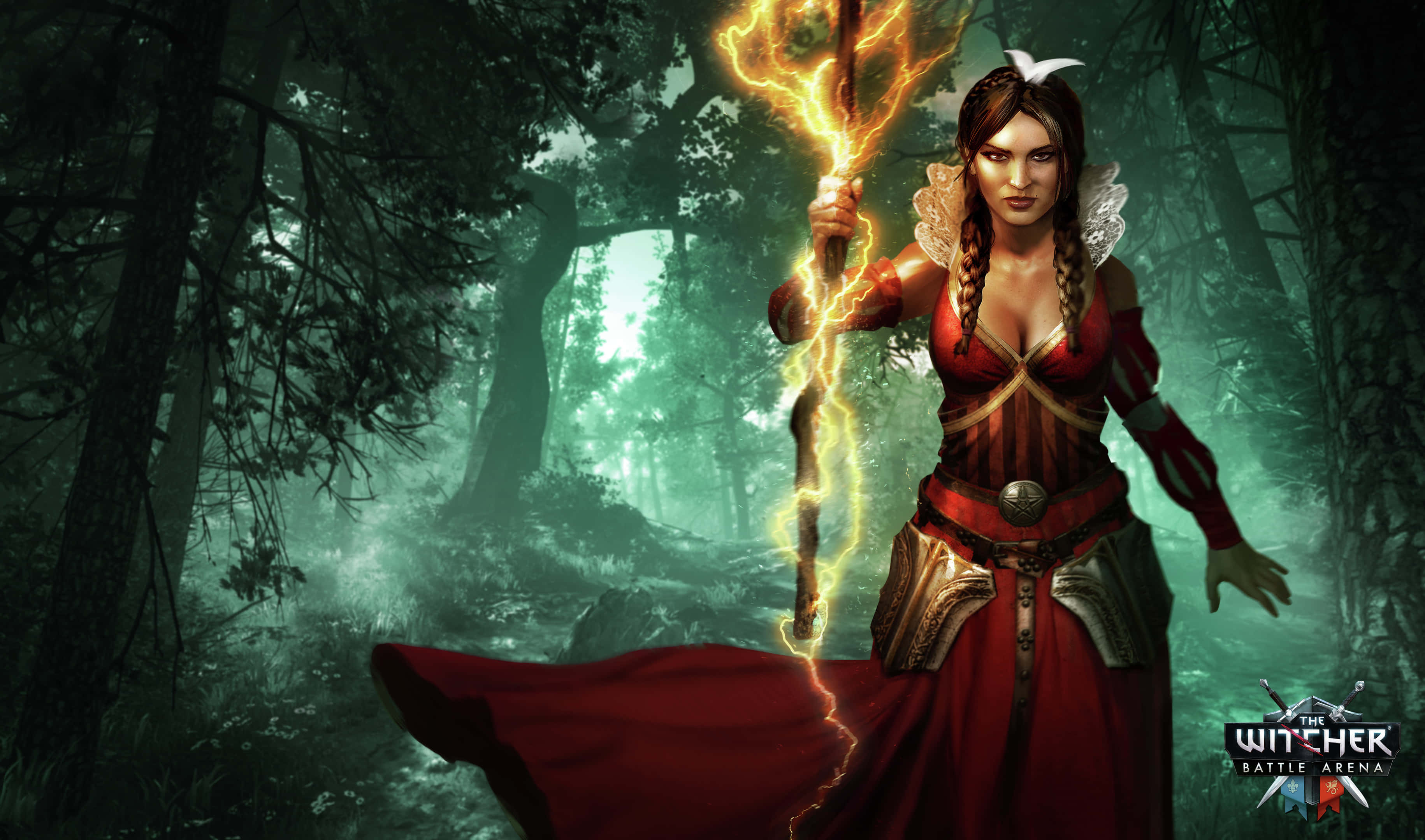 Moba Game, female witch, red armor, 2K Desktop Wallpaper