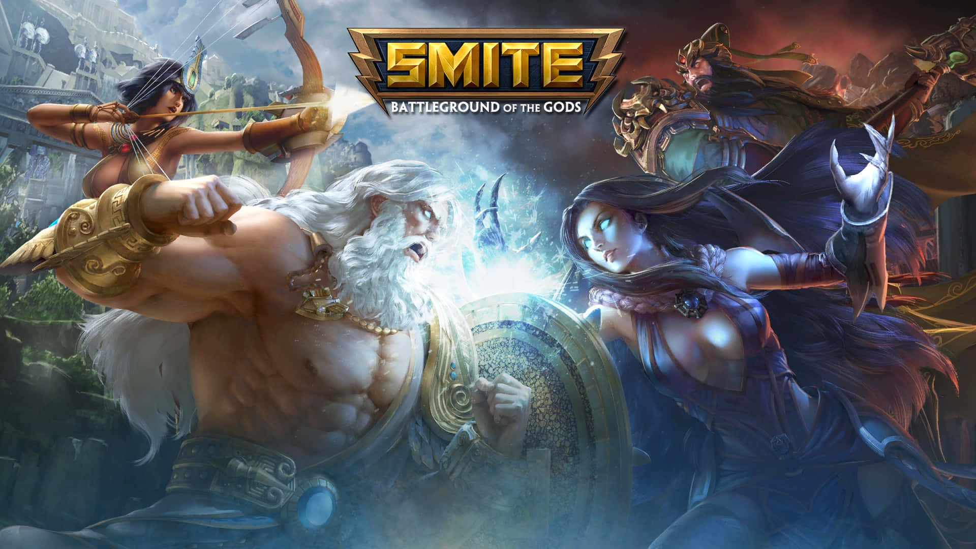 MOBA games, epic battle, glowing weapons, Full HD Desktop Wallpaper