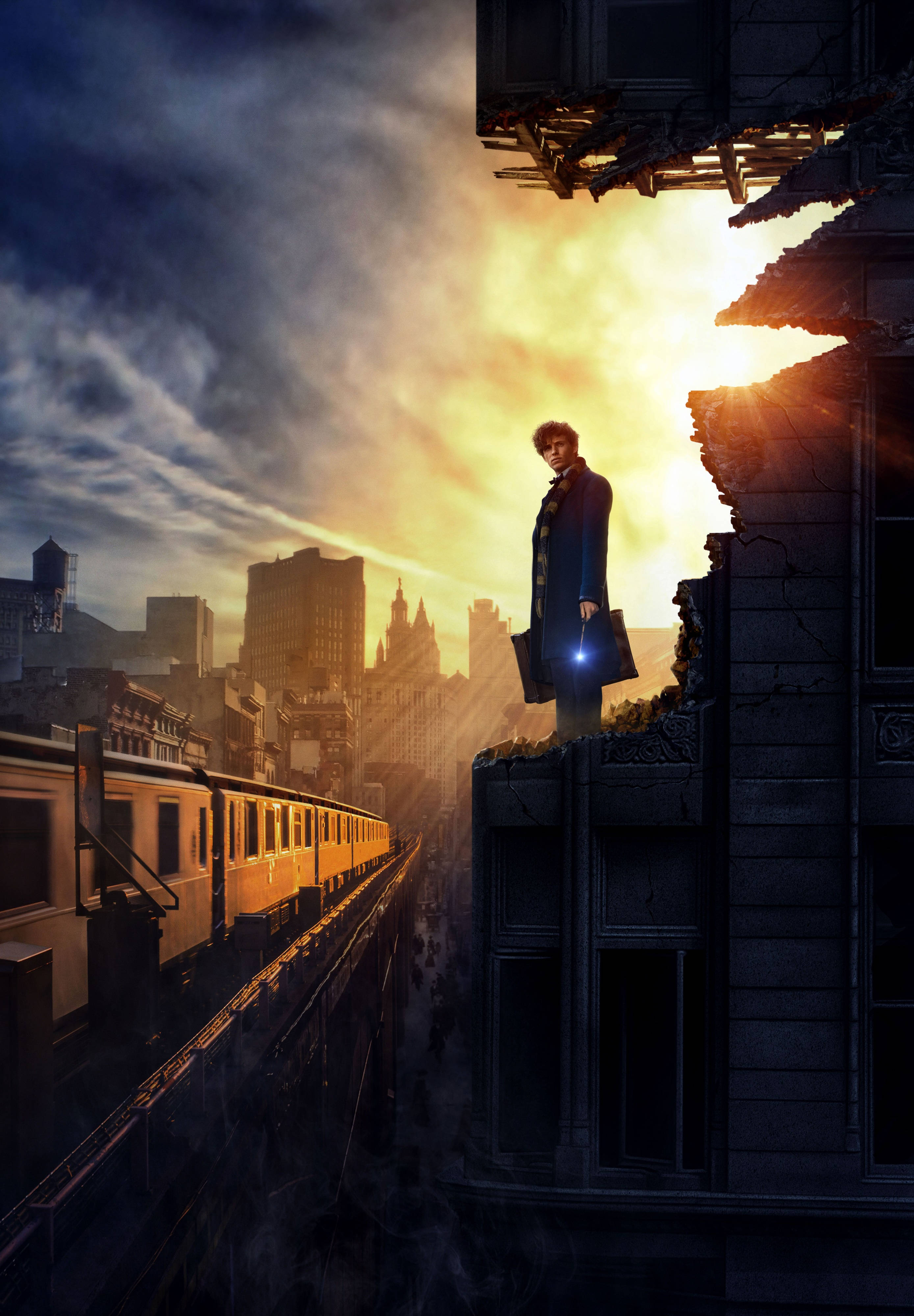 Mobile 4K, crumbling skyscraper, train, 4K Phone Wallpaper