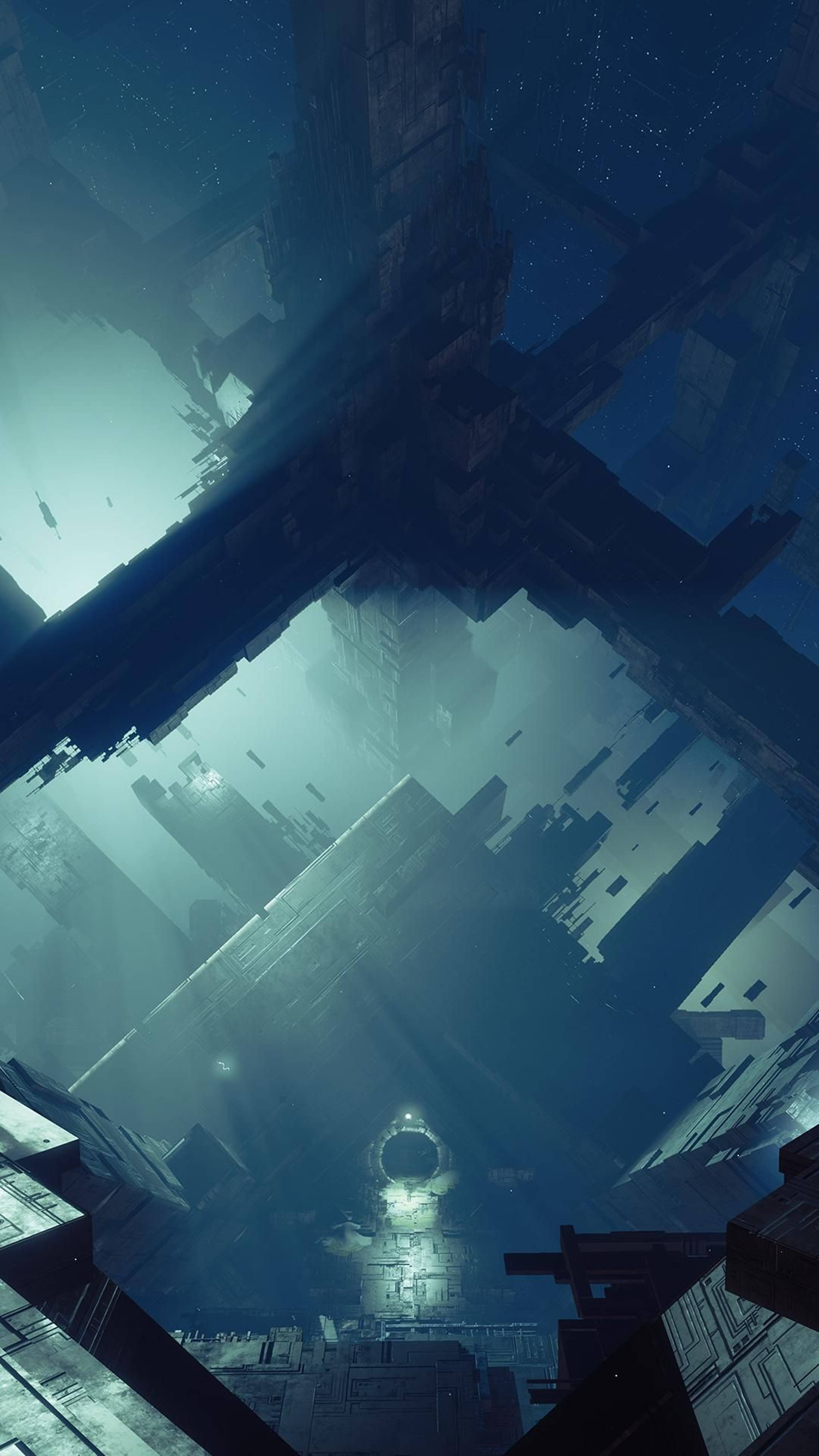 Mobile 4K, futuristic cityscape, glowing structures, 4K Phone Wallpaper