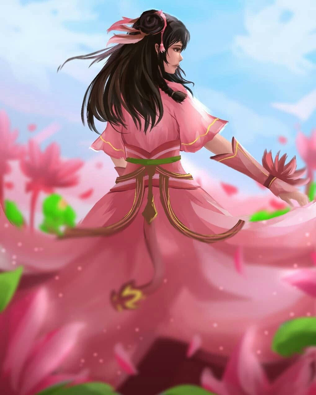 Mobile Legends Guinevere, lotus pink dress, anime girl, SD Phone Wallpaper