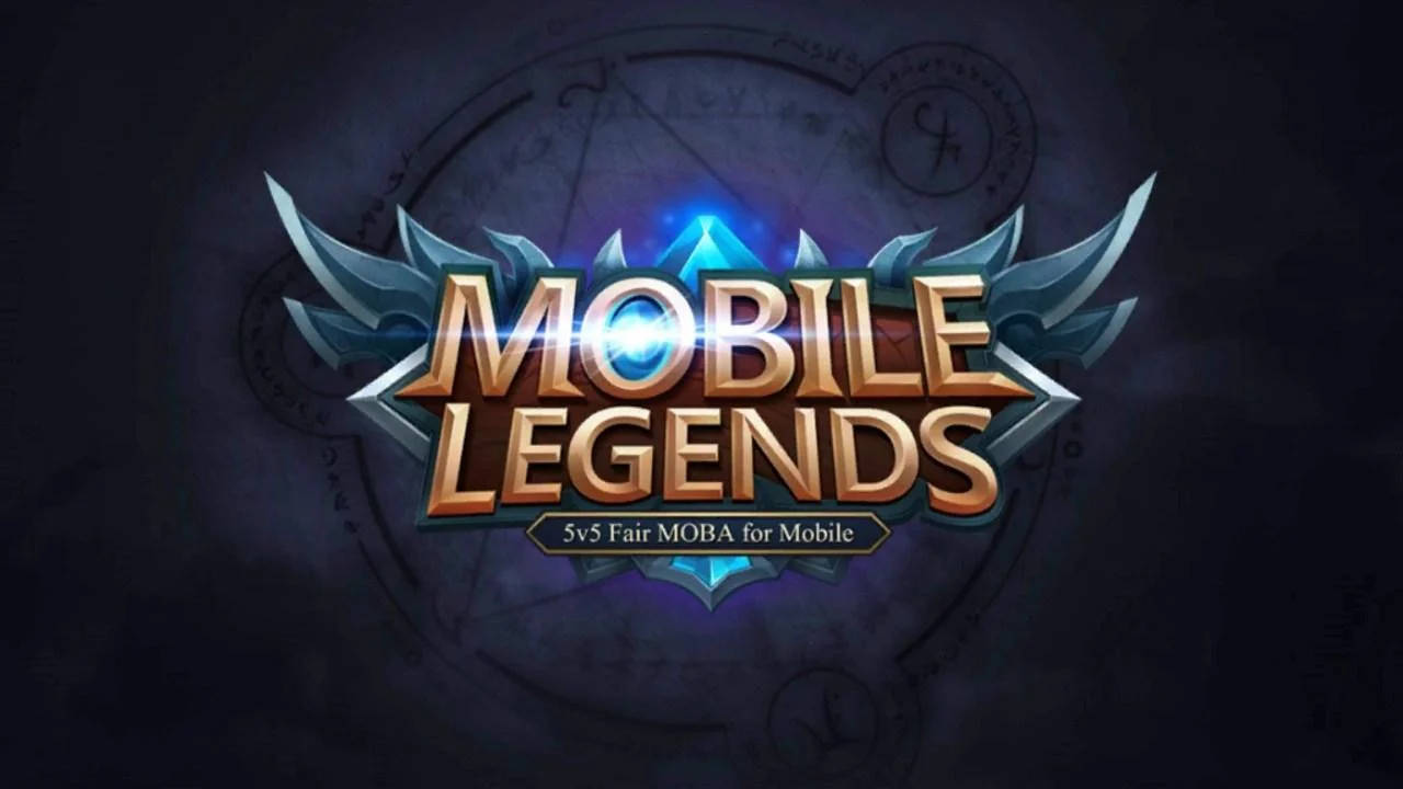 Mobile Legends Logo, golden, blue wings, HD Desktop Wallpaper