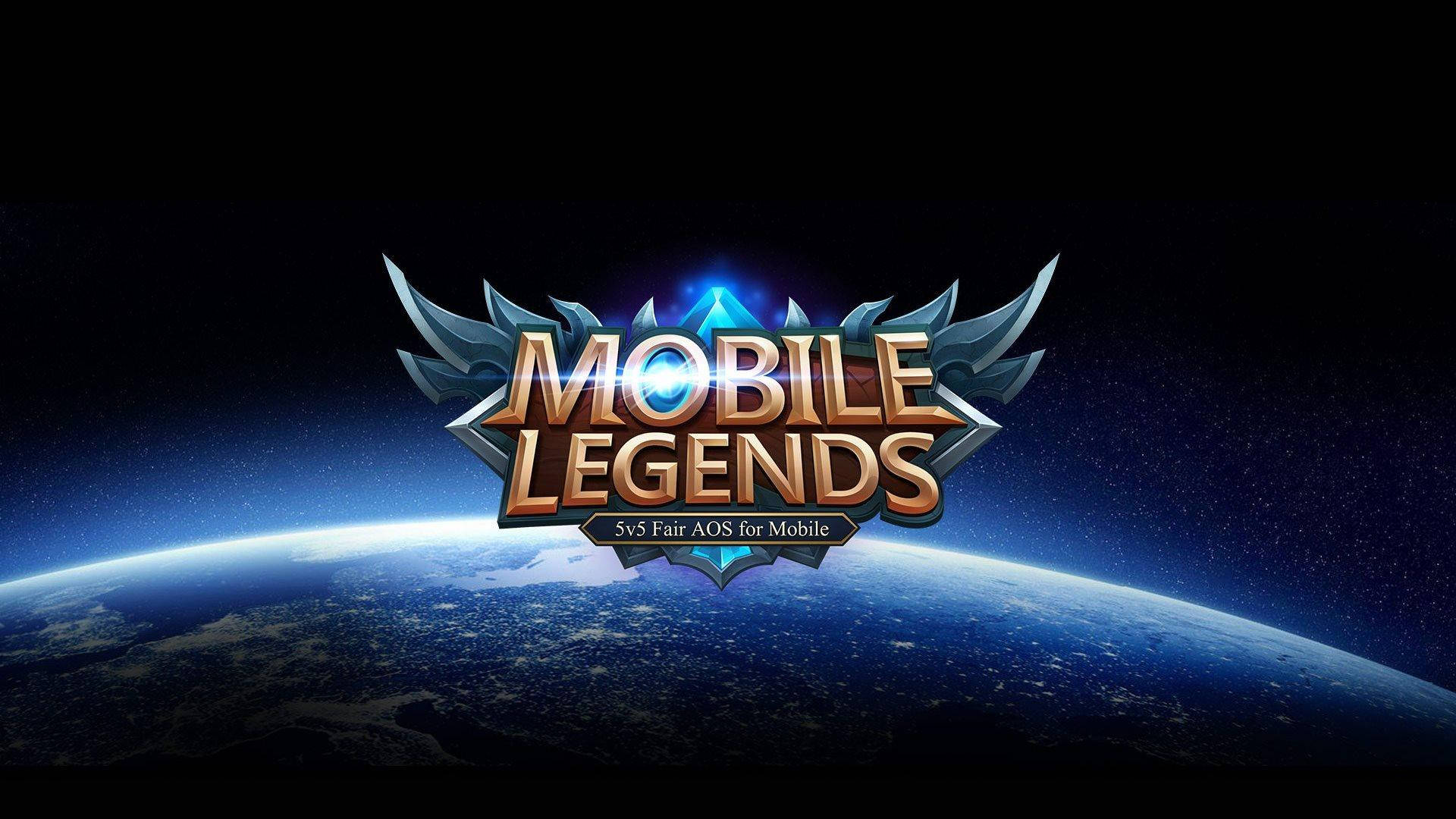 Mobile Legends Logo, blue and gold wings, starry space backdrop, Full HD Desktop Wallpaper