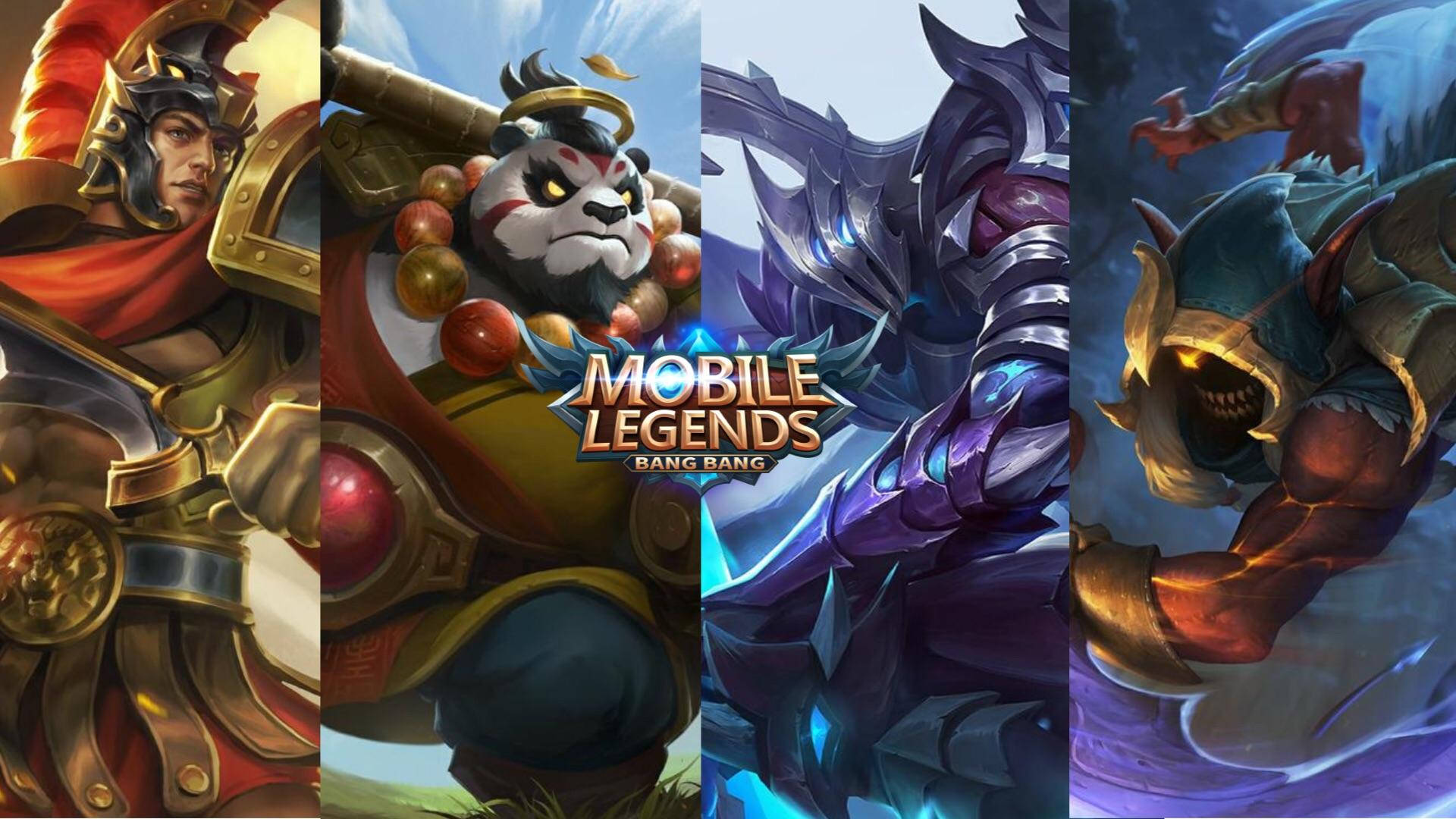 Mobile Legends Logo, fantasy game heroes, detailed armor, Full HD Desktop Wallpaper