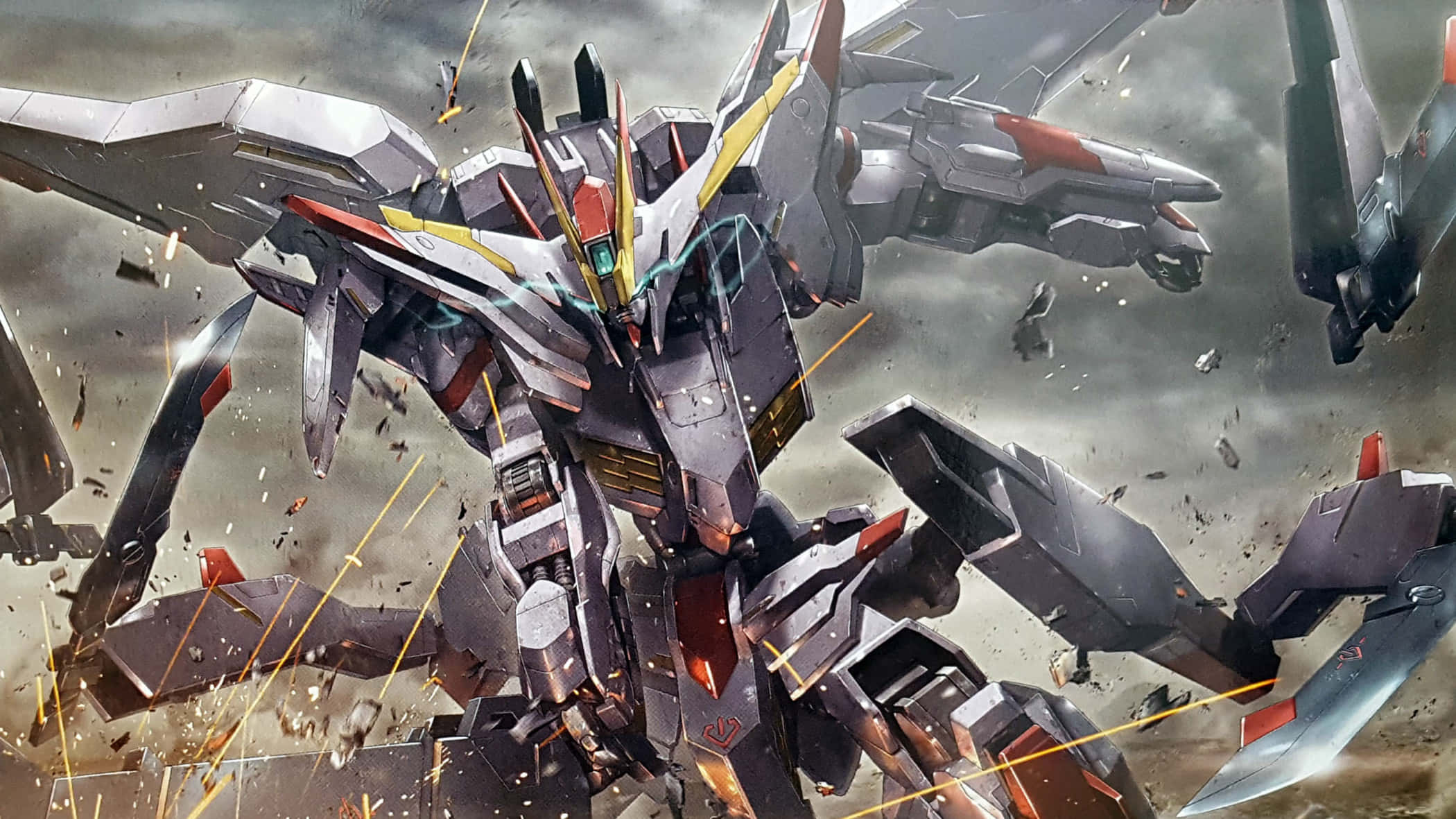 Mobile Suit Gundam Iron-blooded Orphans, silver, red, Full HD Desktop Wallpaper