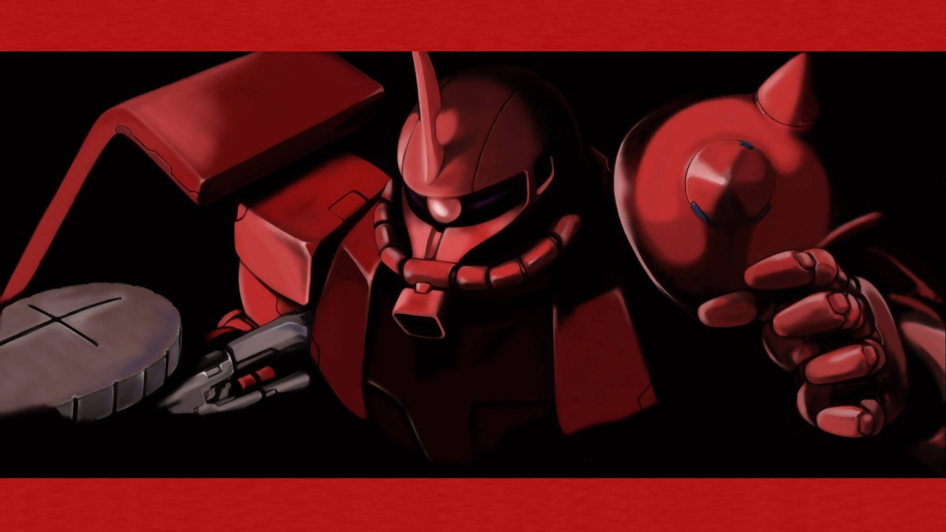 Mobile Suit Gundam, red mobile suit, dark backdrop, Full HD Desktop Wallpaper