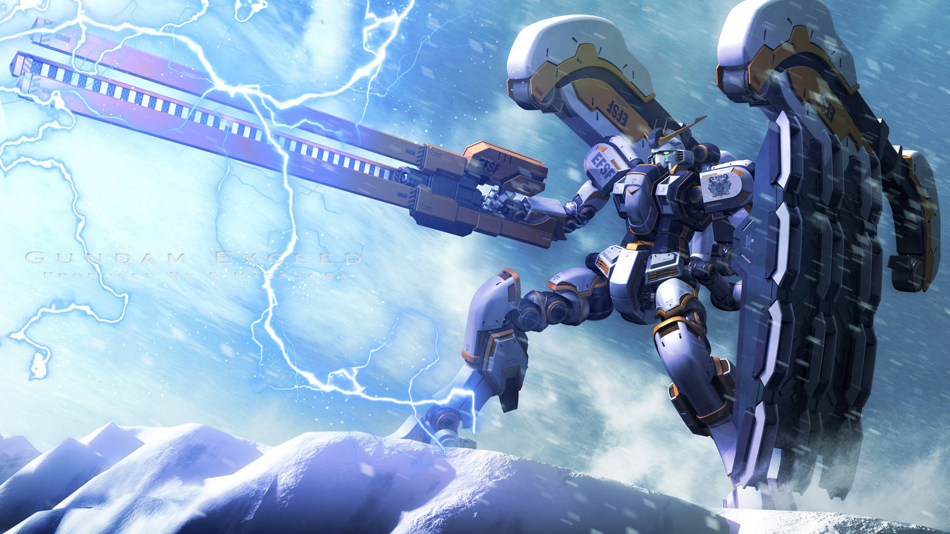 Mobile Suit Gundam, long sword, glowing beam saber, Full HD Desktop Wallpaper