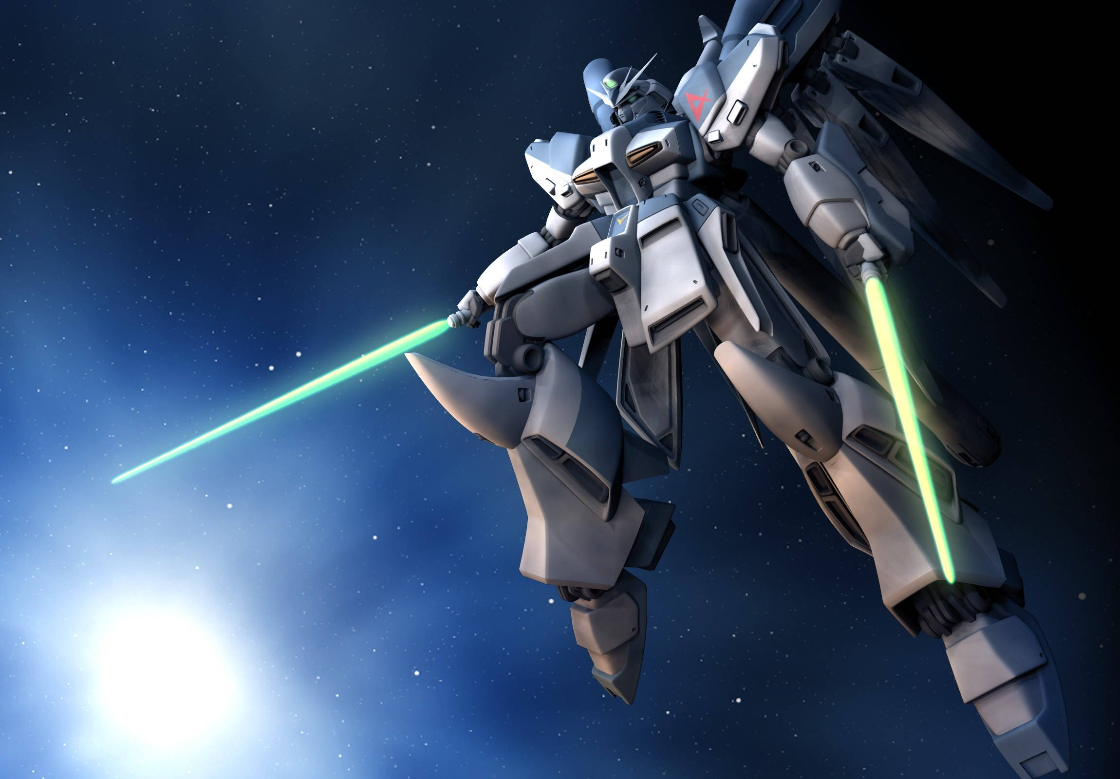 Mobile suit Gundam, white, green sword, Full HD Desktop Wallpaper