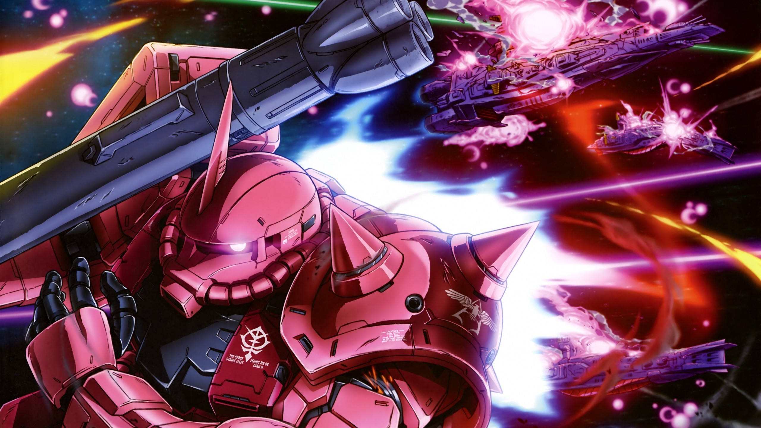 Mobile Suit Gundam A, red mobile suit, massive beam cannon, 2K Desktop Wallpaper