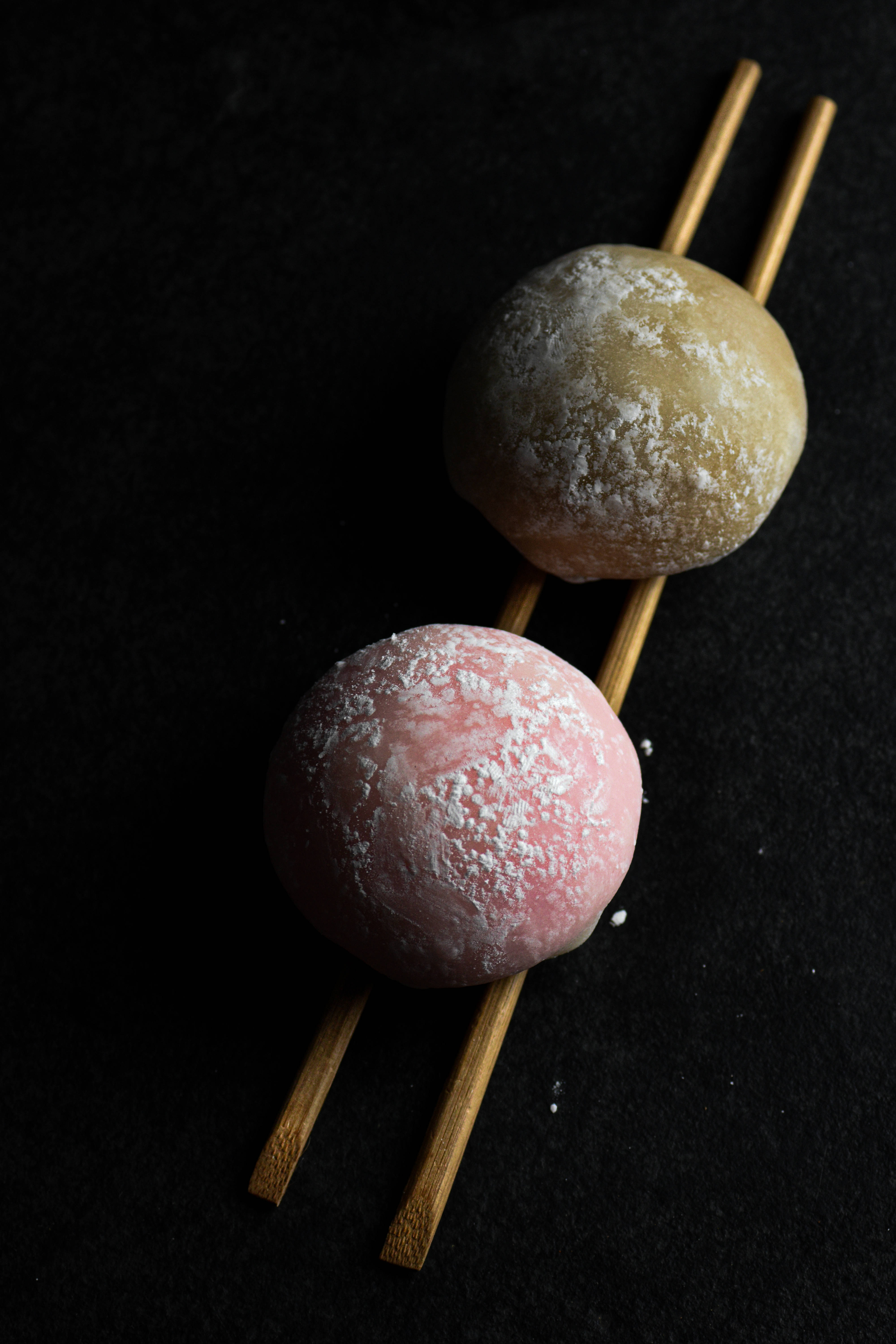 mochi, chopsticks, pink, 5K Phone Wallpaper