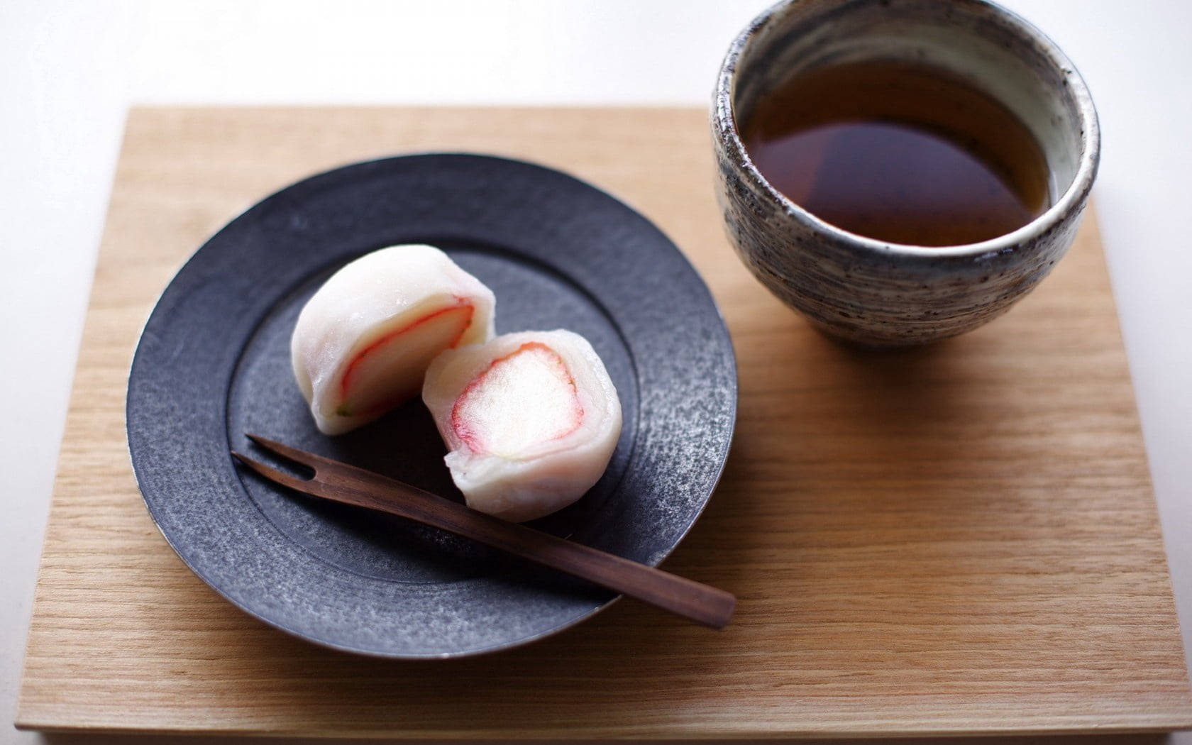 Mochi, tea, white rice dumpling, HD Desktop Wallpaper