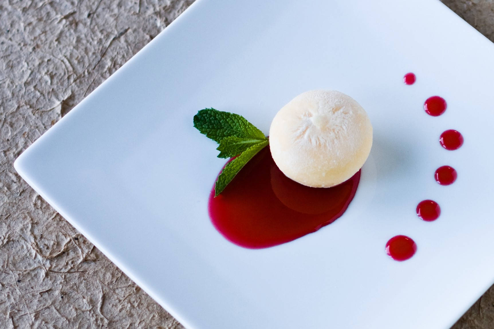 gourmet mochi, creamy white ice cream, glossy red sauce, HD Desktop Wallpaper