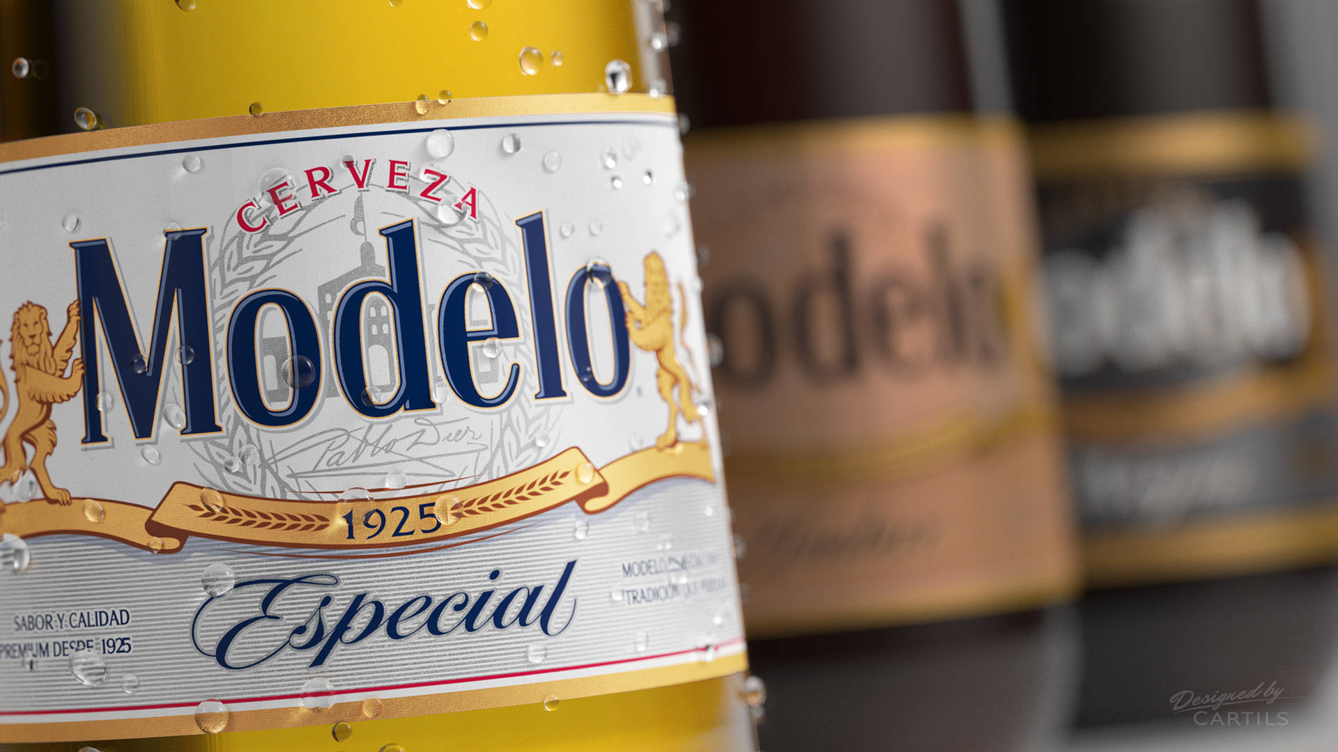 Modelo Especial, beer bottle, condensation droplets, Full HD Desktop Wallpaper