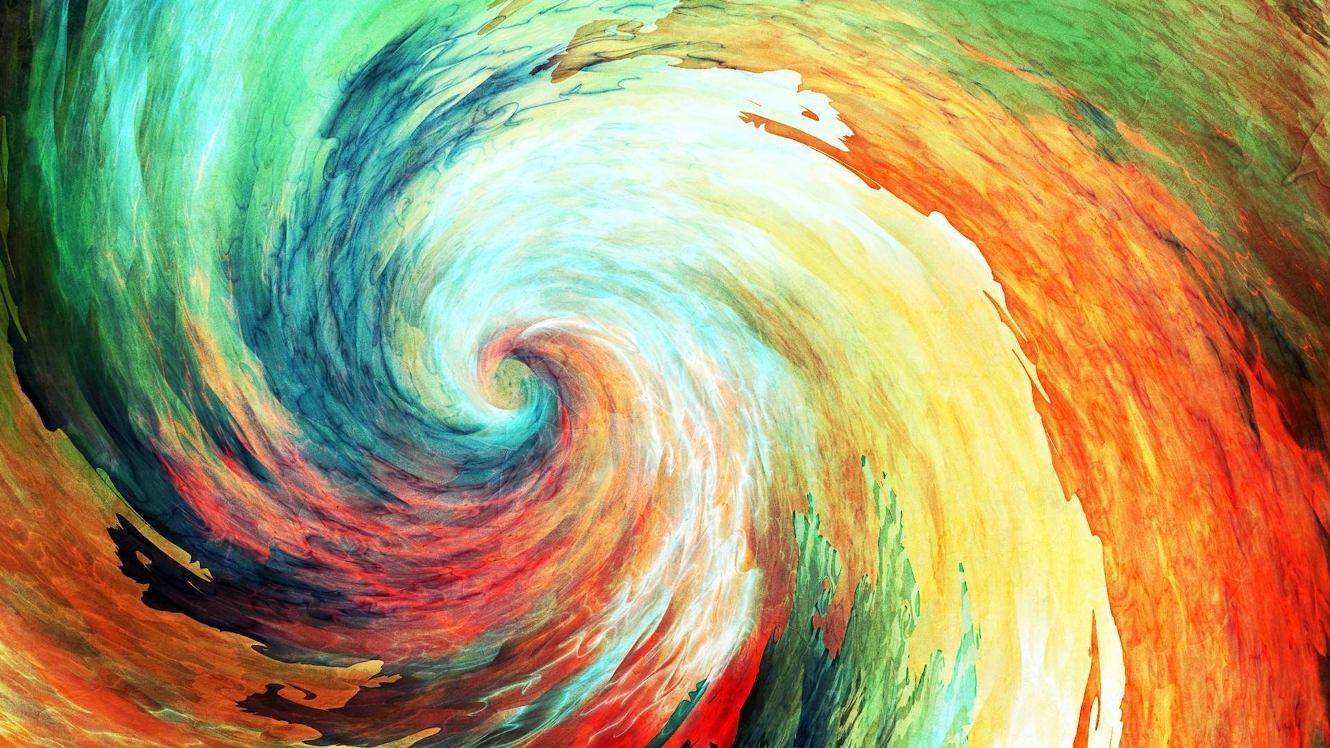 Modern Art, colorful swirl, fiery oranges, Full HD Desktop Wallpaper
