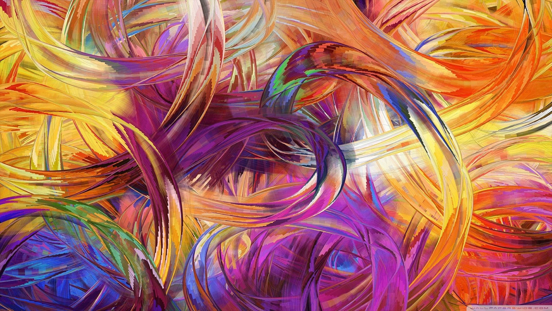 Modern Art, colorful strokes, vibrant swirling ribbons, Full HD Desktop Wallpaper