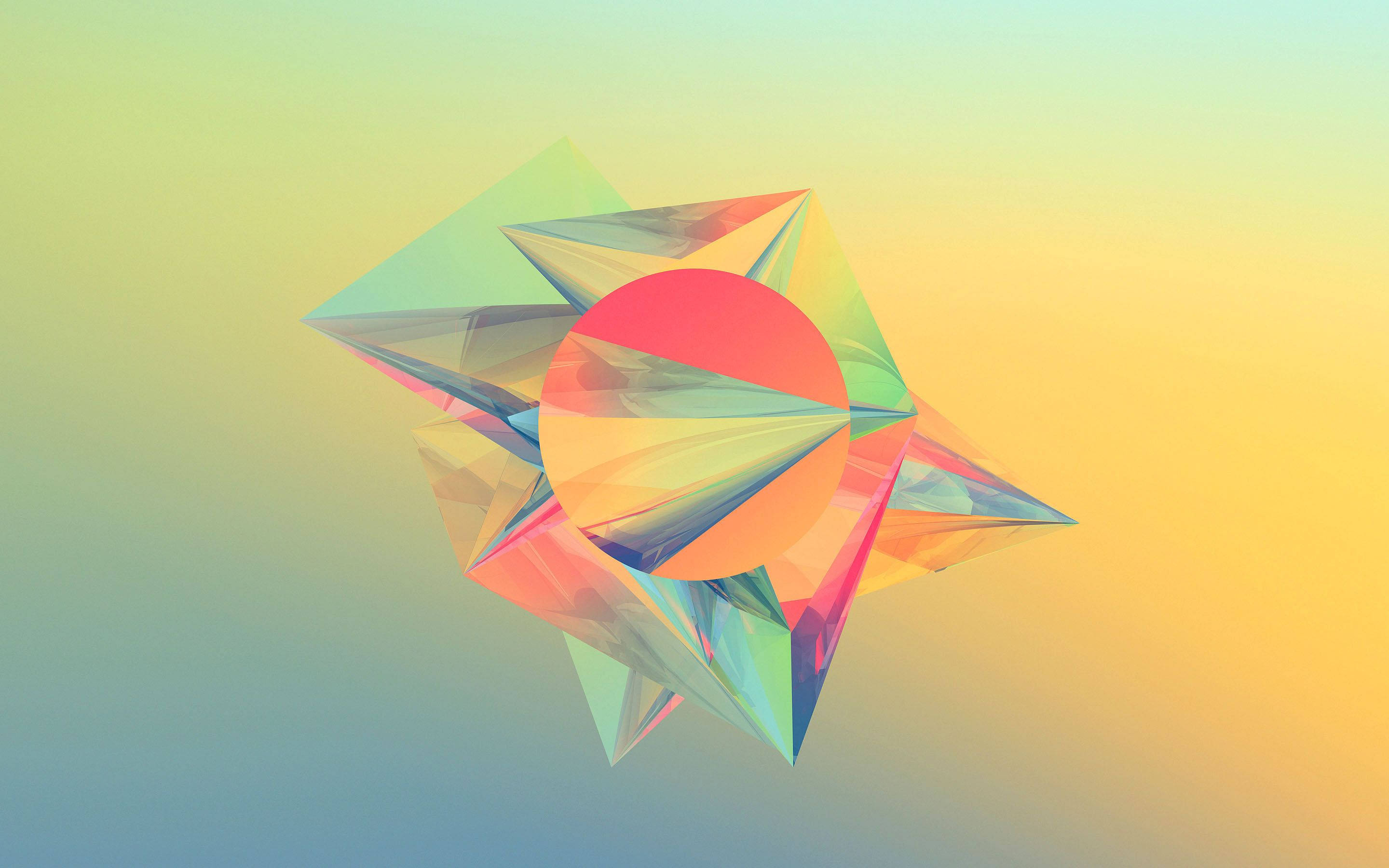 Modern Art, geometric figures, rainbow facets, 2K Desktop Wallpaper