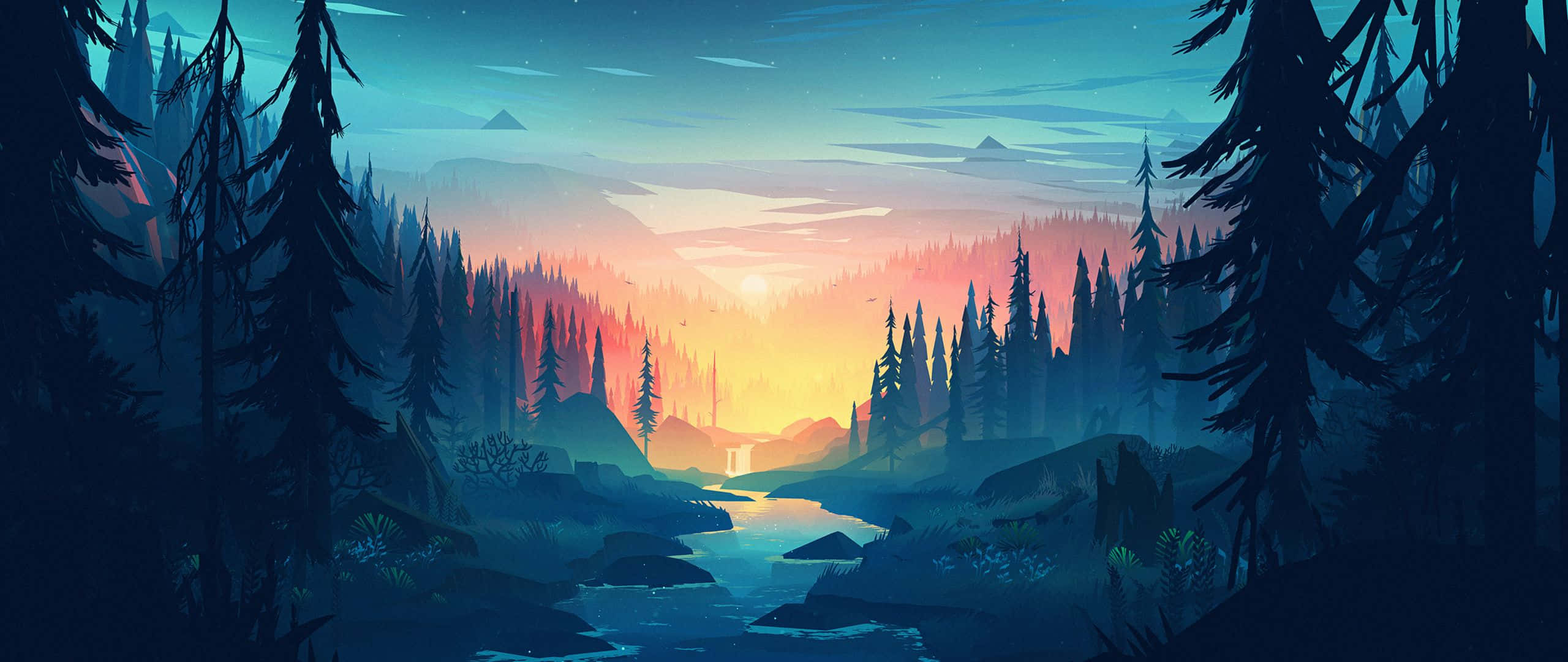 2560x1080, twilight sky, pink and orange hues, 2K Desktop Wallpaper