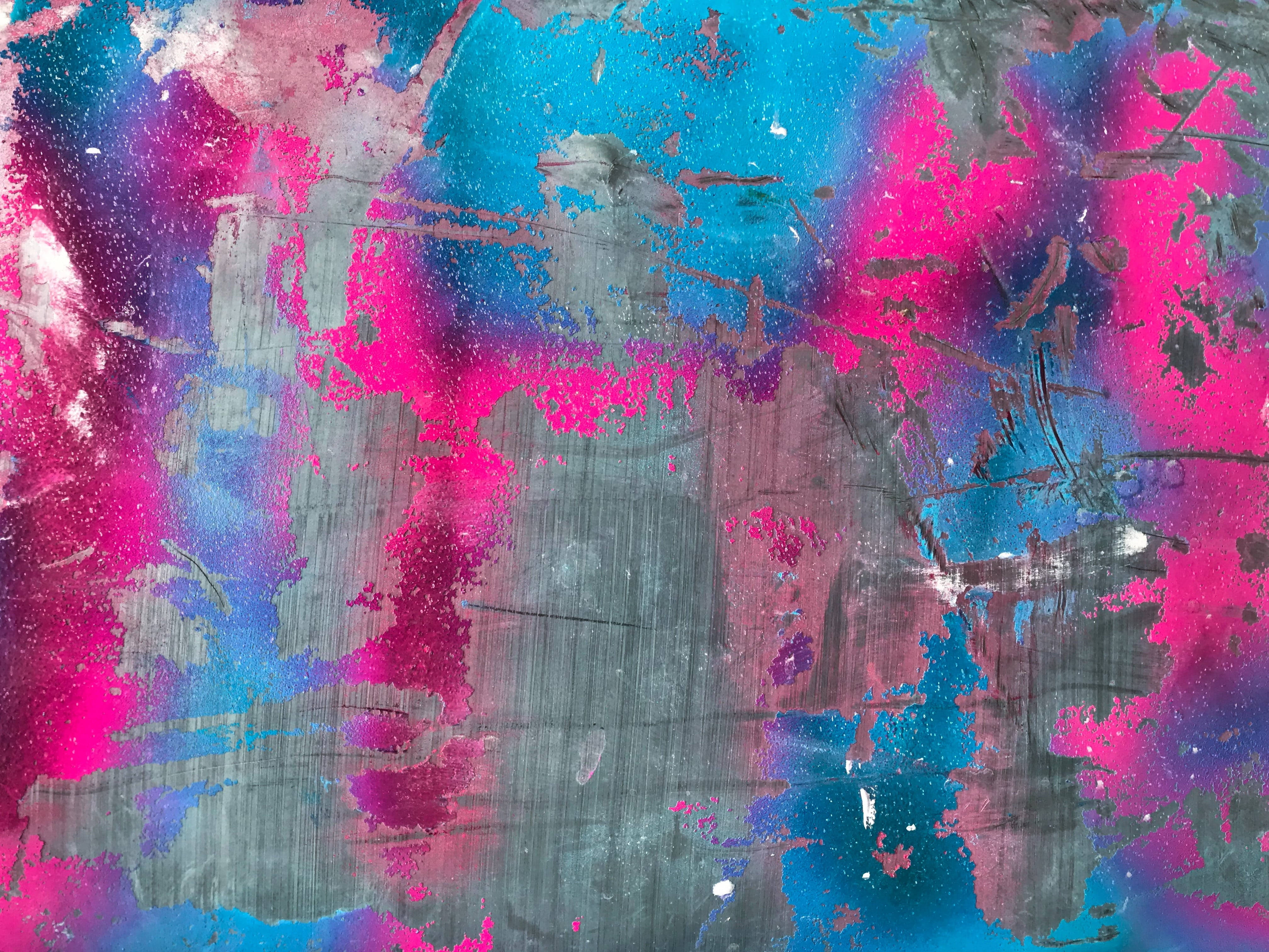 Modern Art, electric pink, blue, 4K Desktop Wallpaper