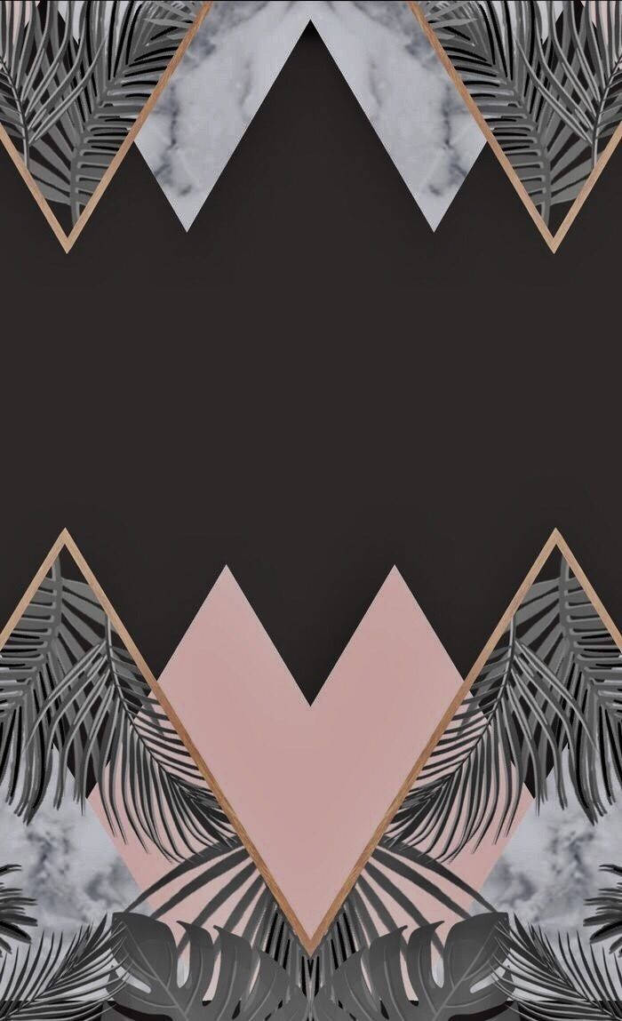 Modern Art, black marble, pink triangles, SD Phone Wallpaper