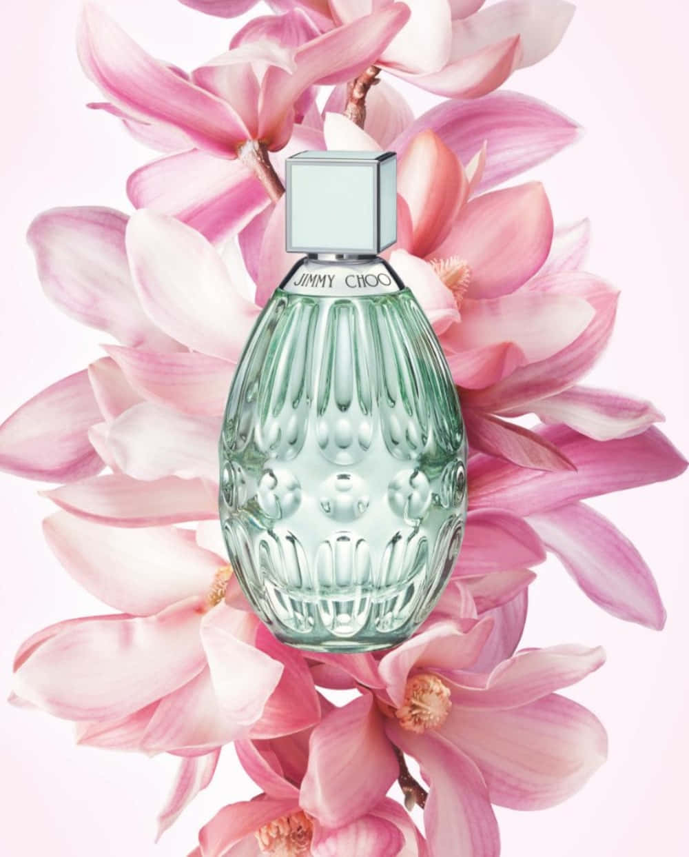 floral fragrance, green perfume bottle, silver cap, SD Phone Wallpaper