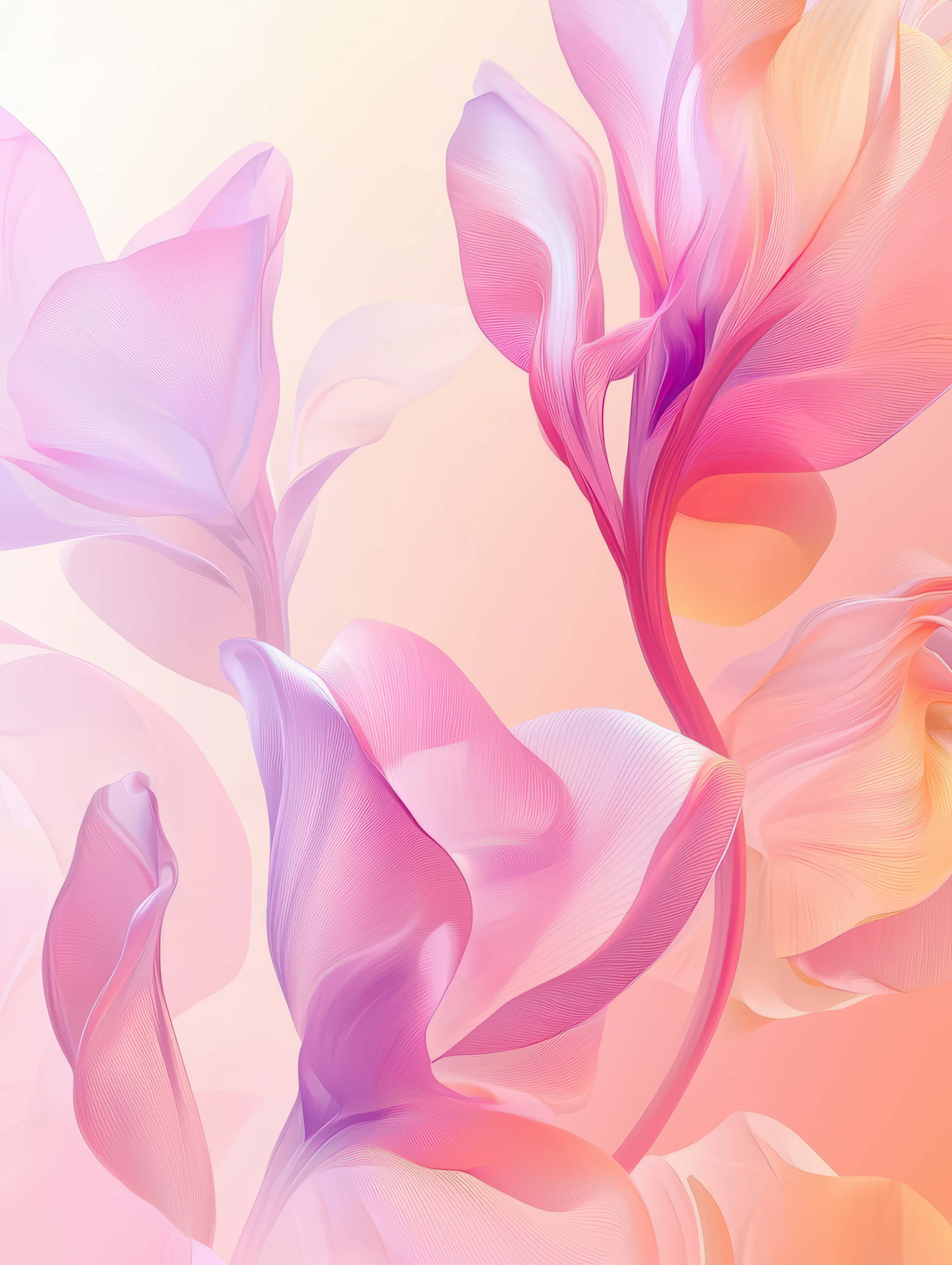 abstract floral art, soft pastel colors, soft pink, 2K Phone Wallpaper