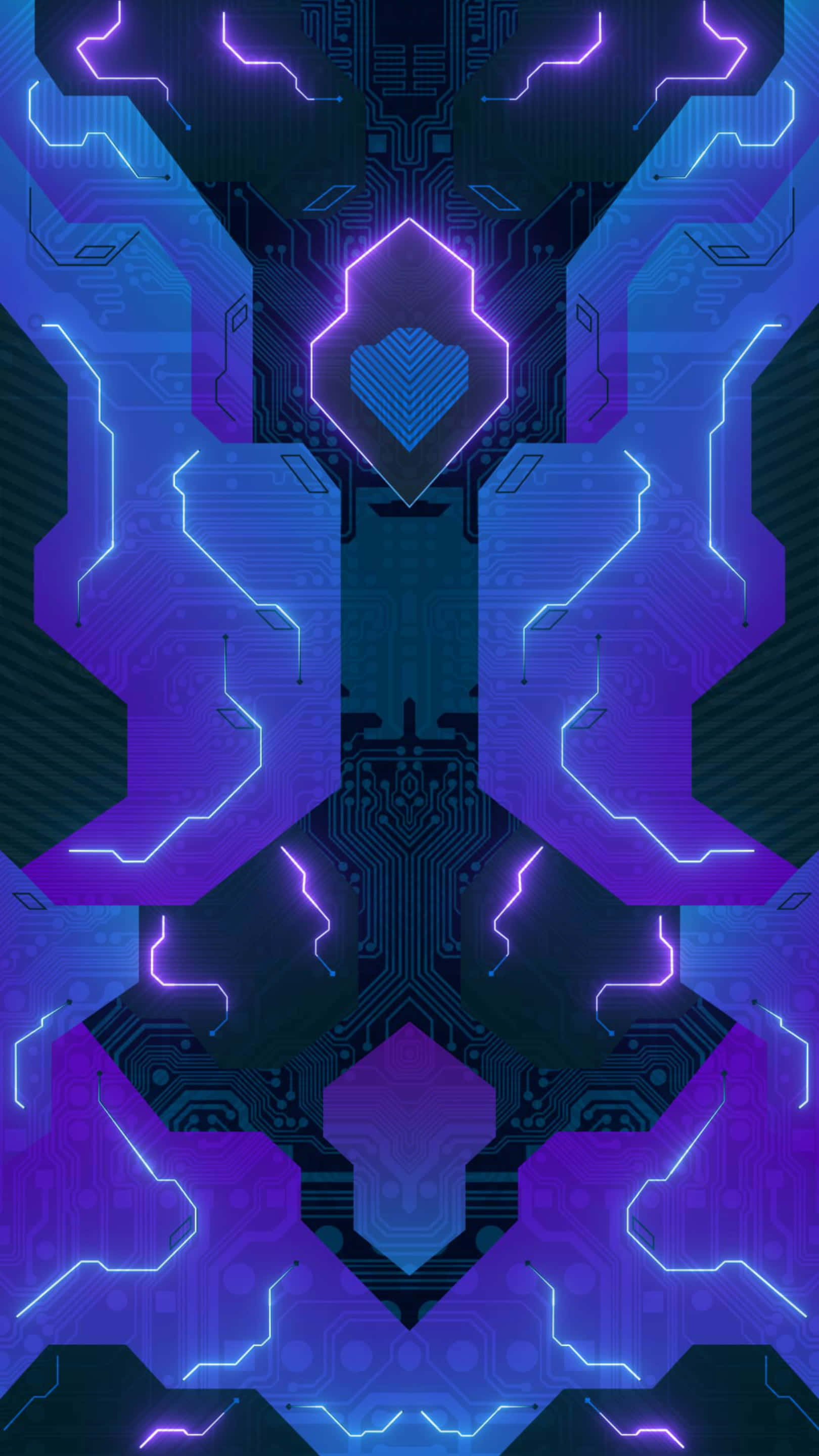 Modern iPhone, neon blue, purple, 2K Phone Wallpaper
