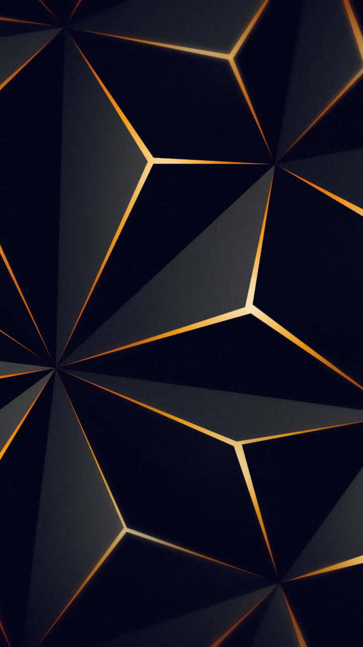 Modern iPhone, dark geometric pattern, glowing gold lines, HD Phone Wallpaper