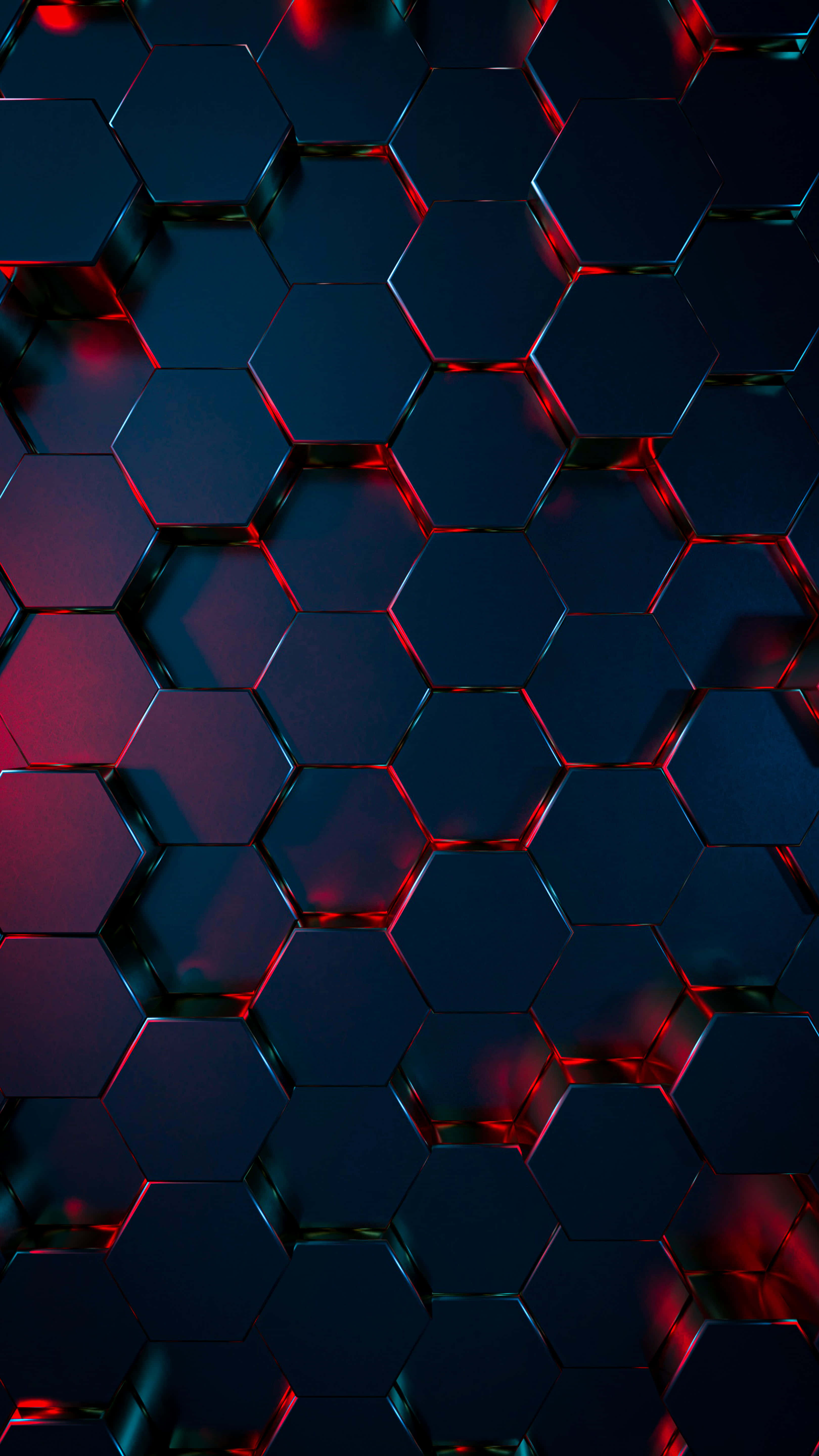 Modern iPhone, dark blue, hexagonal tile wall, 5K Phone Wallpaper