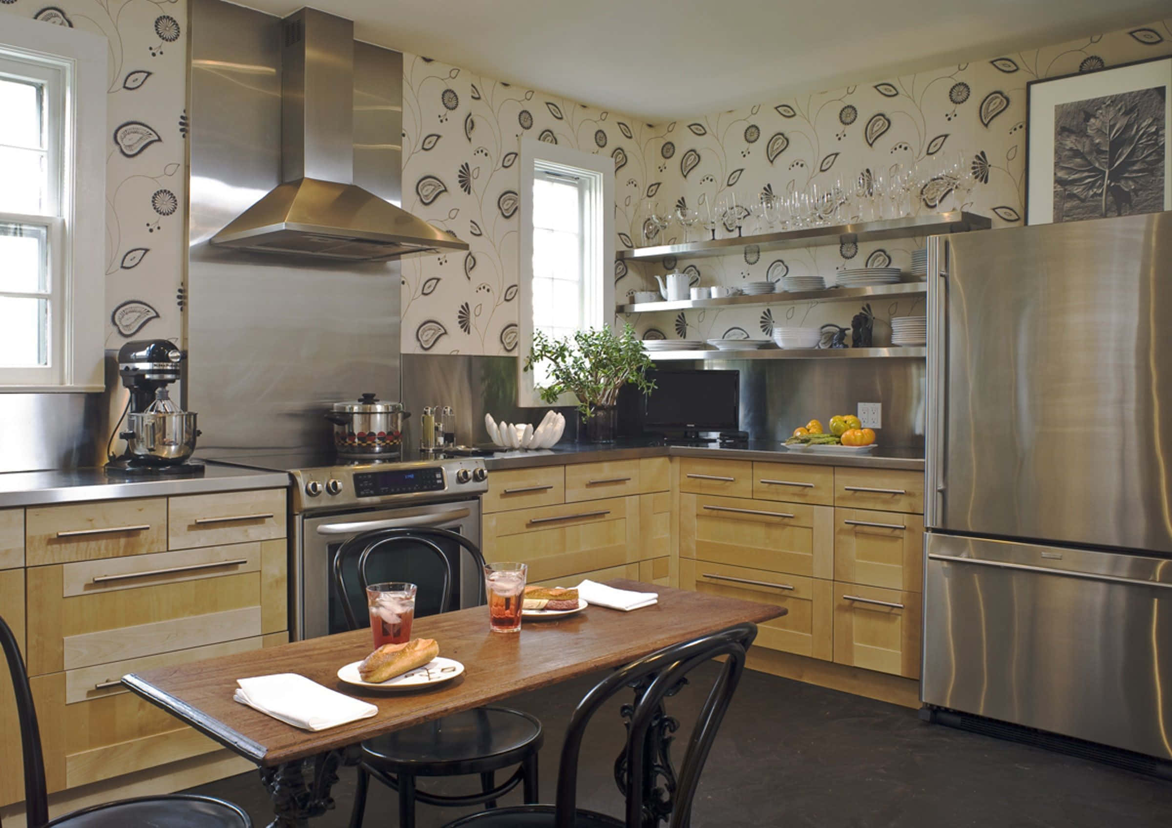 modern kitchen, white cabinets, countertops, Full HD Desktop Wallpaper