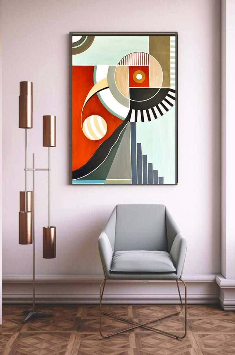 modern abstract painting, bold geometric shapes, warm tones, SD Phone Wallpaper