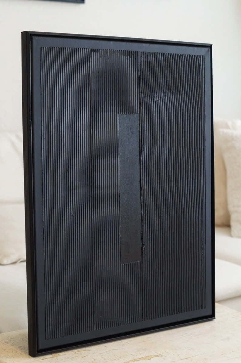 Modern Minimalist Art, black textured wall art, vertical ridges, SD Phone Wallpaper