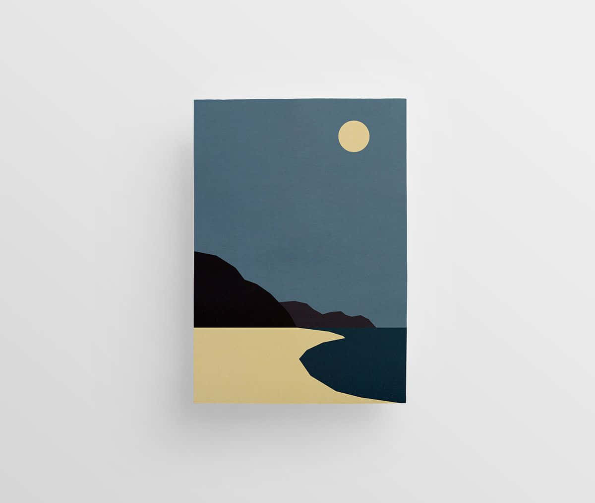 crescent moon, dark hills, calm sea, SD Desktop Wallpaper