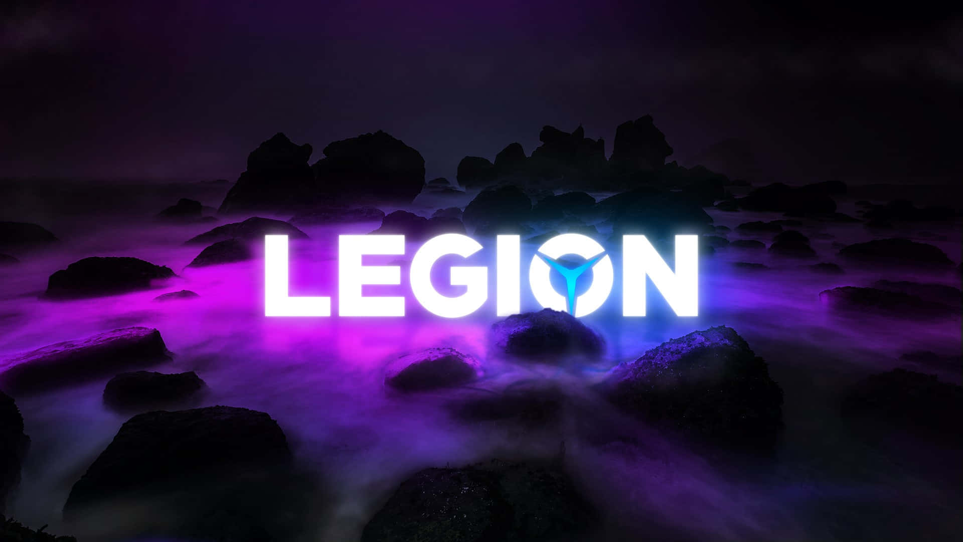 neon purple, neon blue, dark rocks, Full HD Desktop Wallpaper