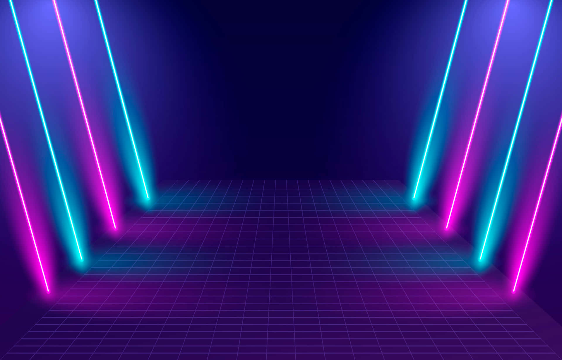 neon pink, cyan, grid-floor, Full HD Desktop Wallpaper