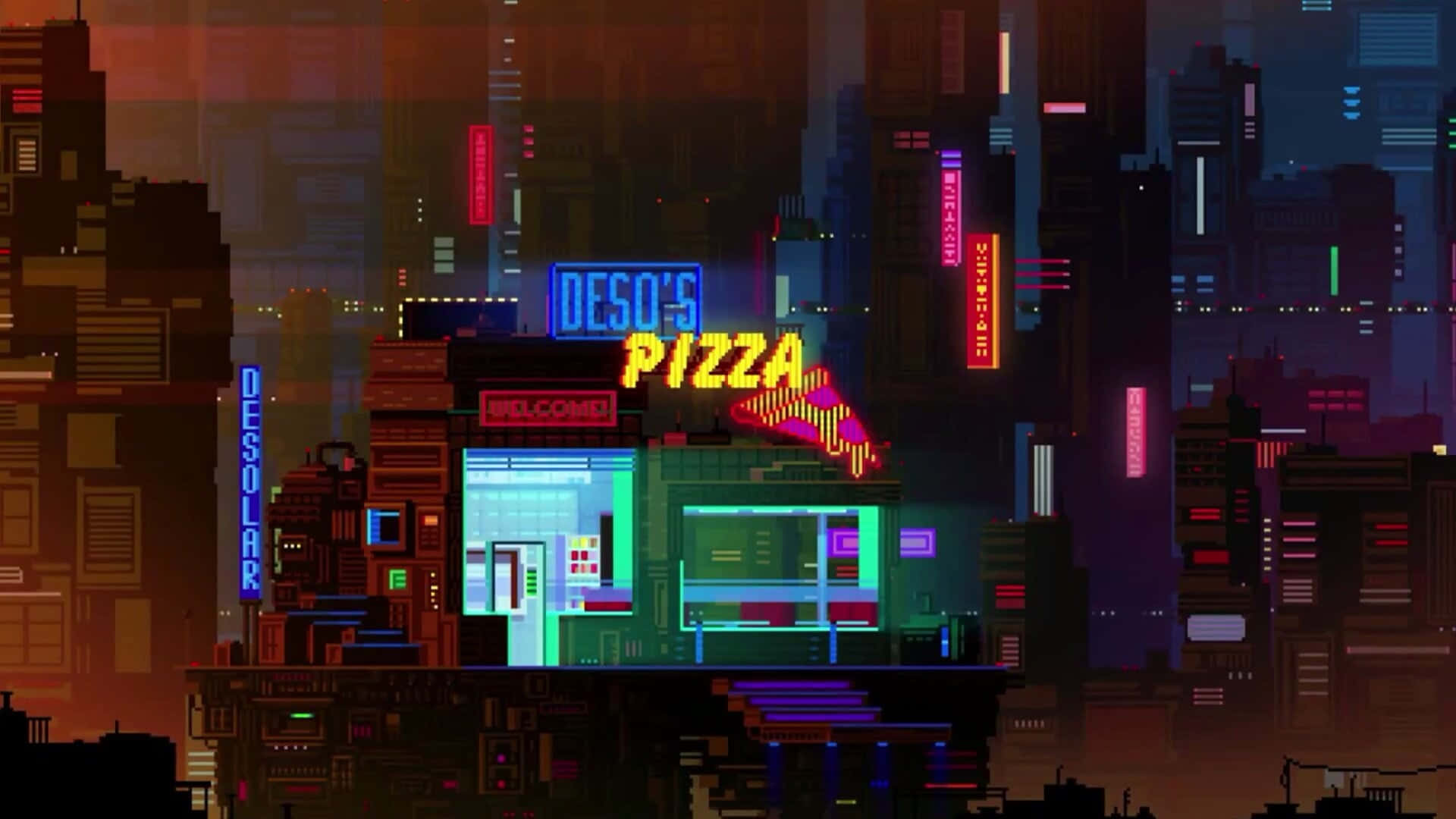 neon signs, cyberpunk cityscape, night, Full HD Desktop Wallpaper