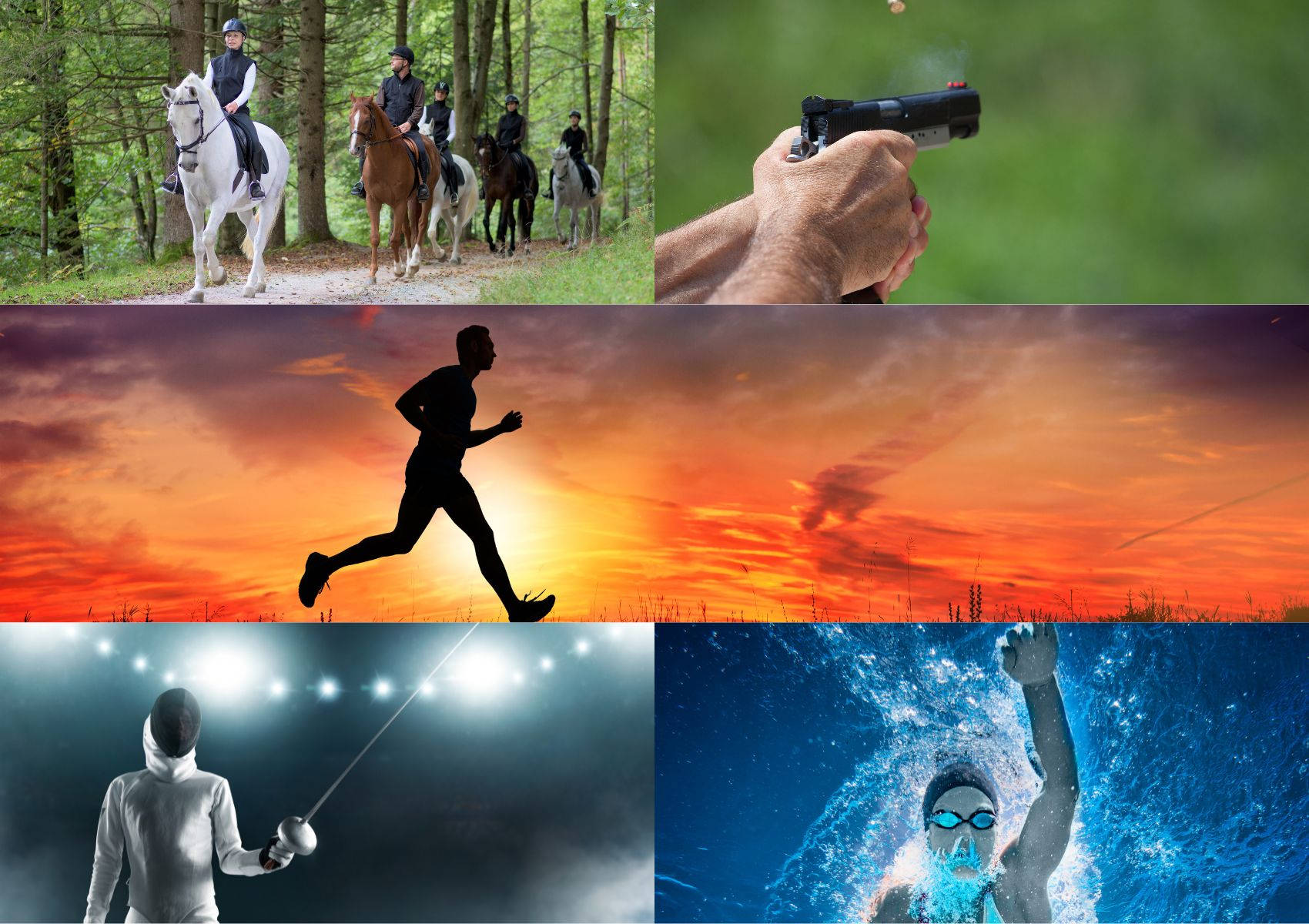 Modern Pentathlon, horseback riders, forest, HD Desktop Wallpaper