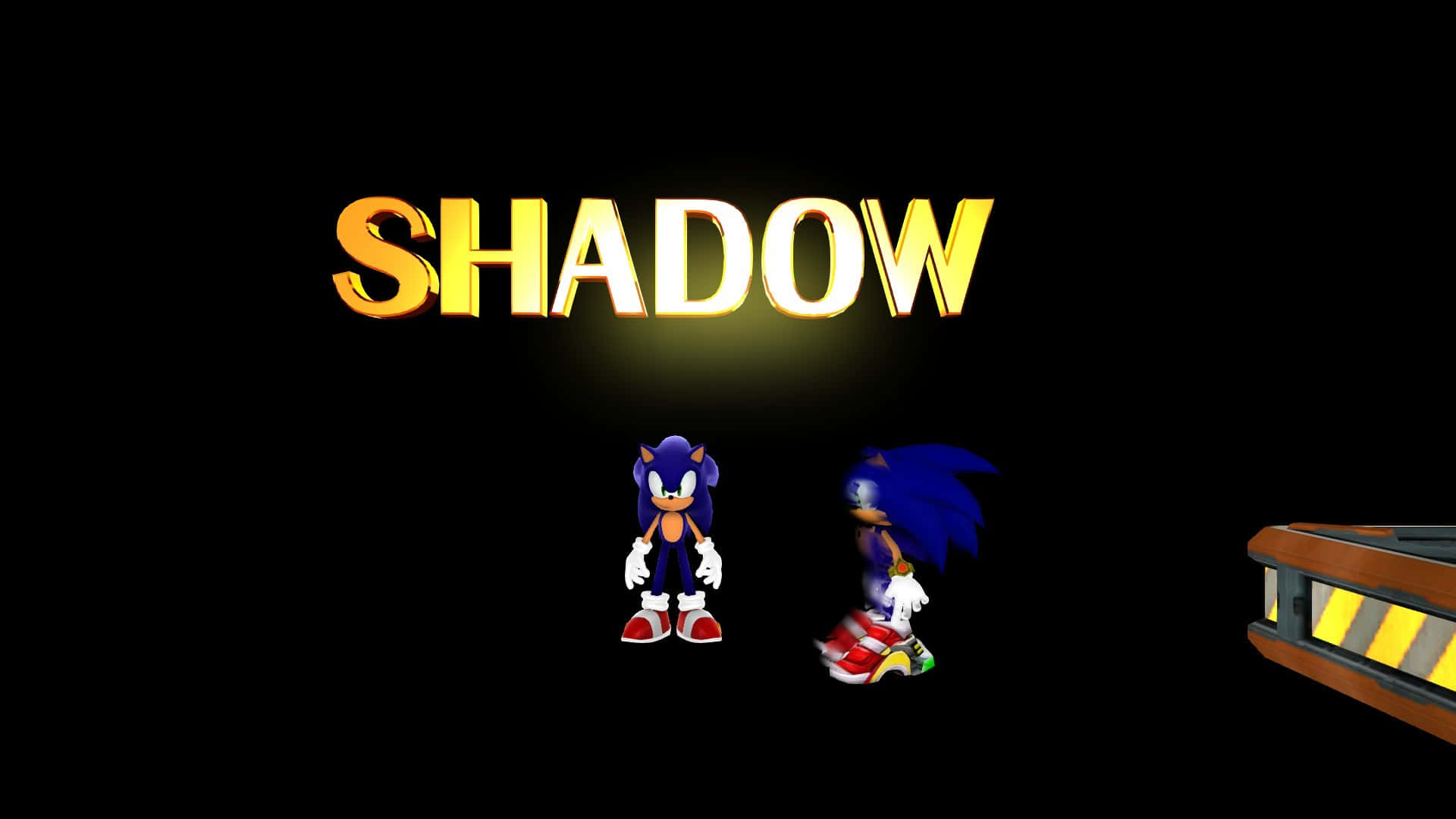 Modern Sonic, blue hedgehogs, glowing golden SHADOW title, Full HD Desktop Wallpaper