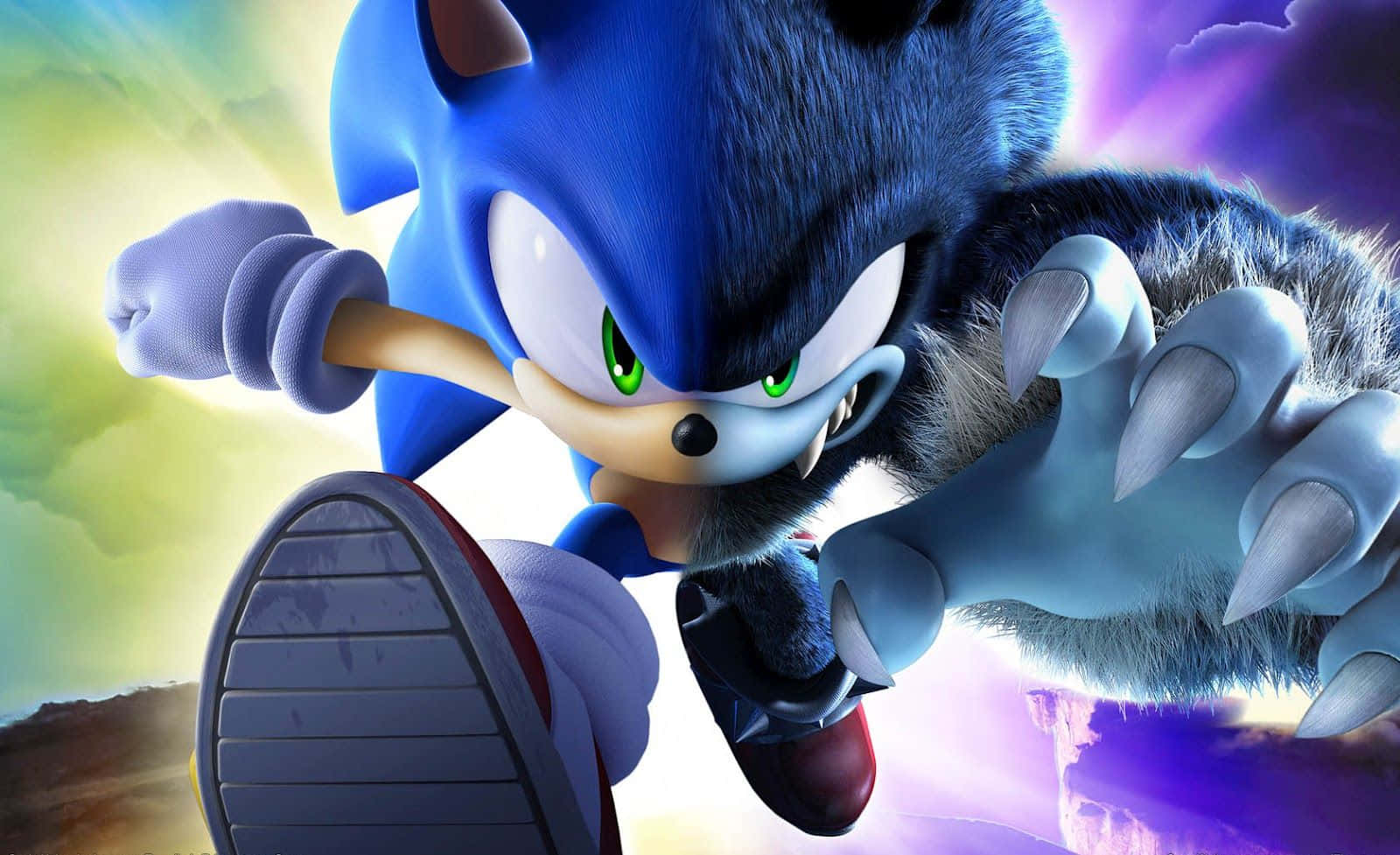 Modern Sonic, glowing green eyes, sharp claws, HD Desktop Wallpaper