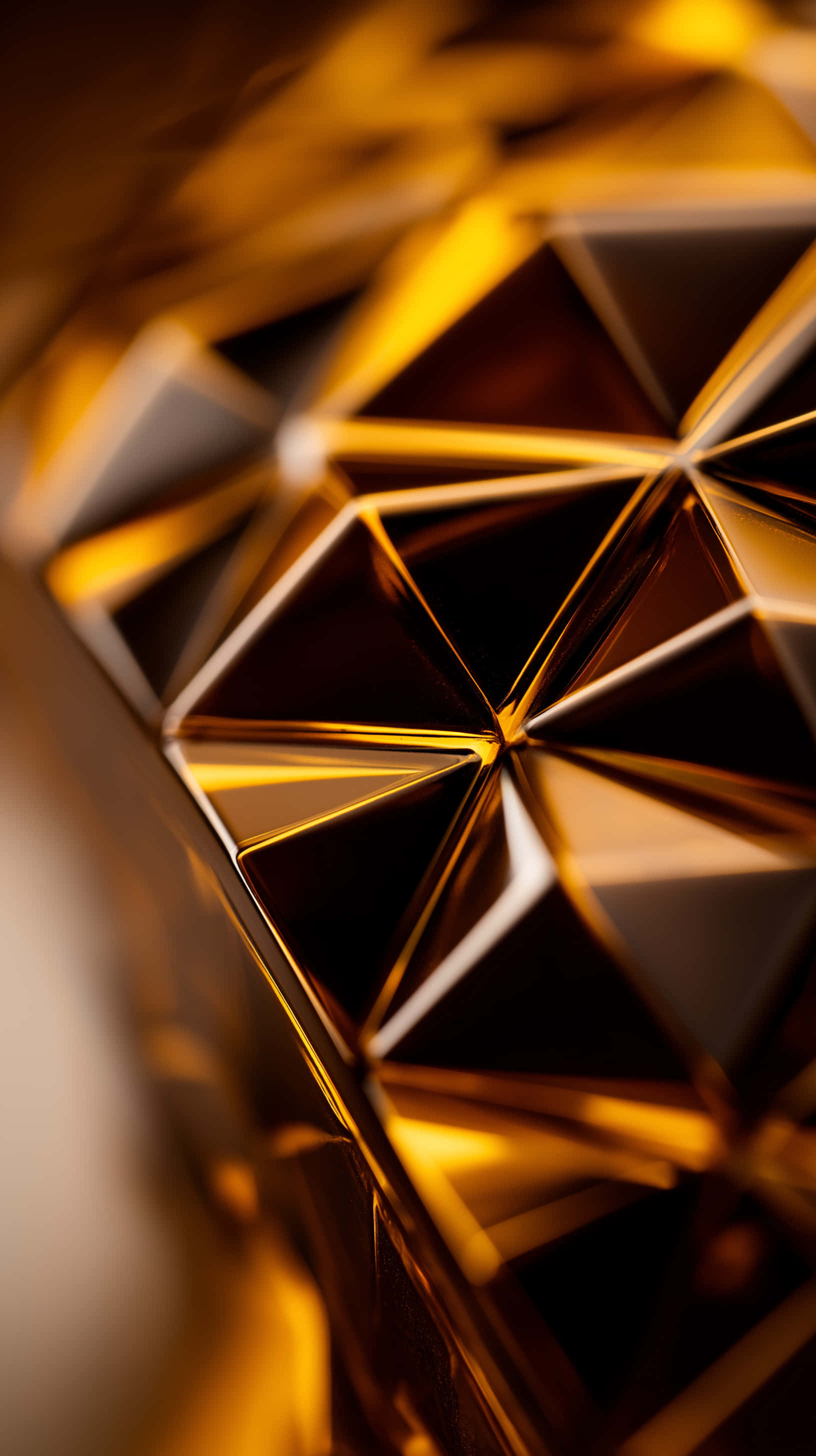 golden abstract facets, faceted golden geometric surface, sharp triangular planes, 2K Phone Wallpaper