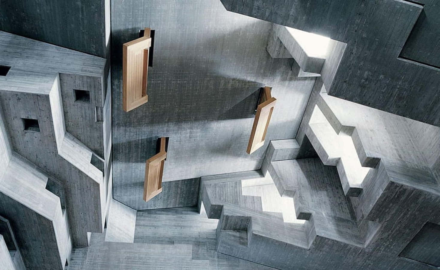Modernism, Grid Facades, surreal concrete architectural maze, HD Desktop Wallpaper