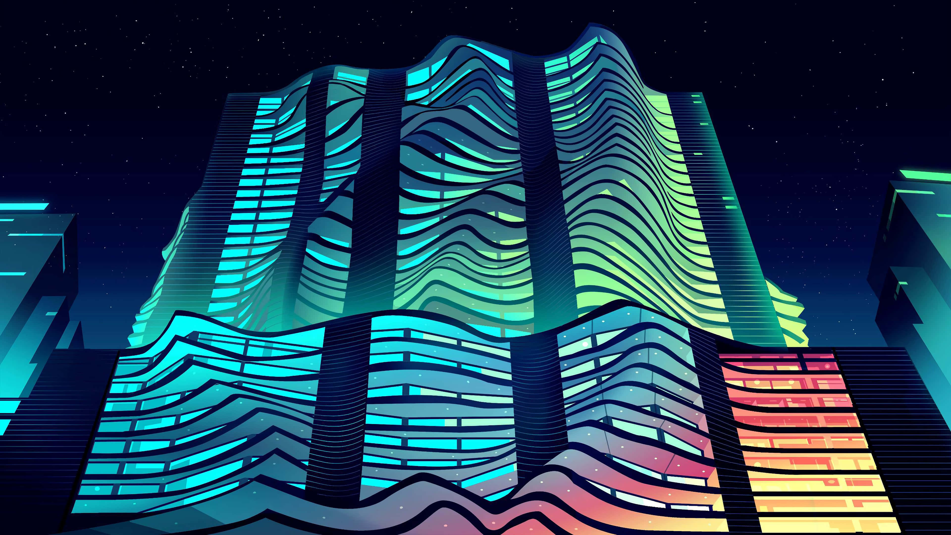 Modernism, futuristic cityscape, night, 4K Desktop Wallpaper