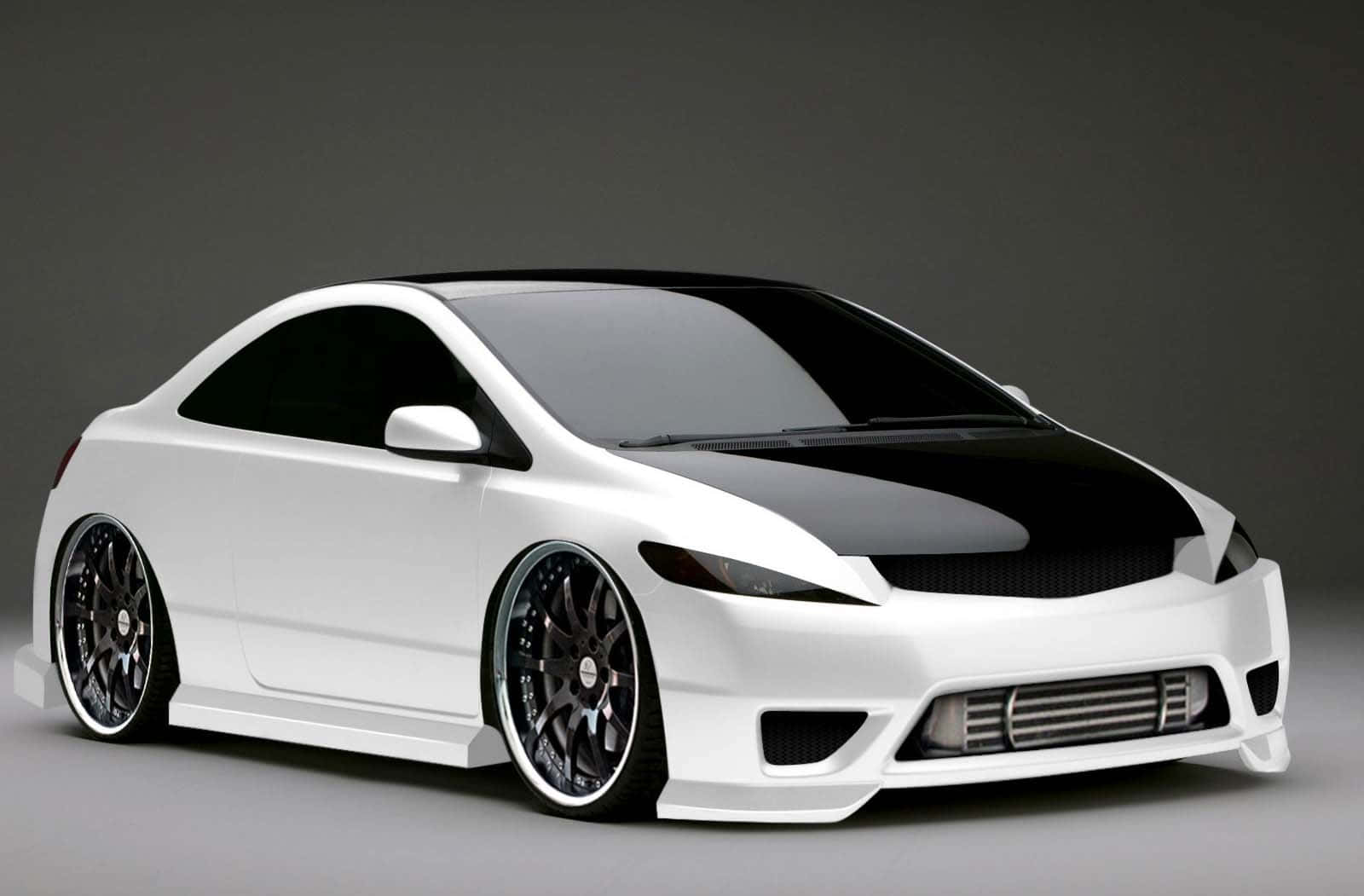 modified coupe, white and black, custom wheels, HD Desktop Wallpaper