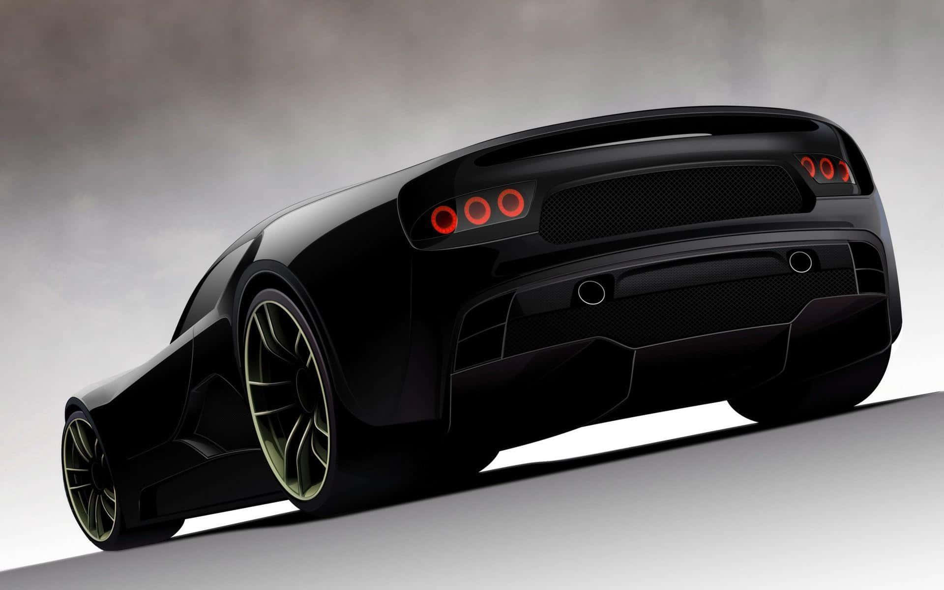 sleek black sports car, glowing red taillights, misty gray backdrop, Full HD Desktop Wallpaper