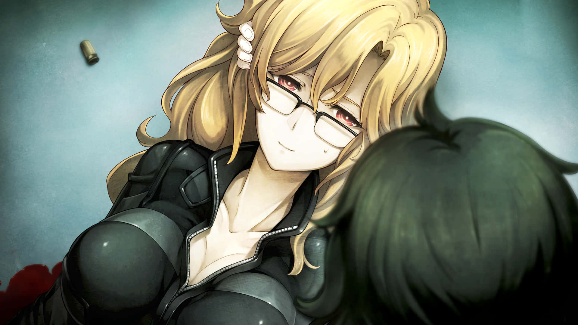 Moeka Kiryu, blonde anime girl, glasses, Full HD Desktop Wallpaper