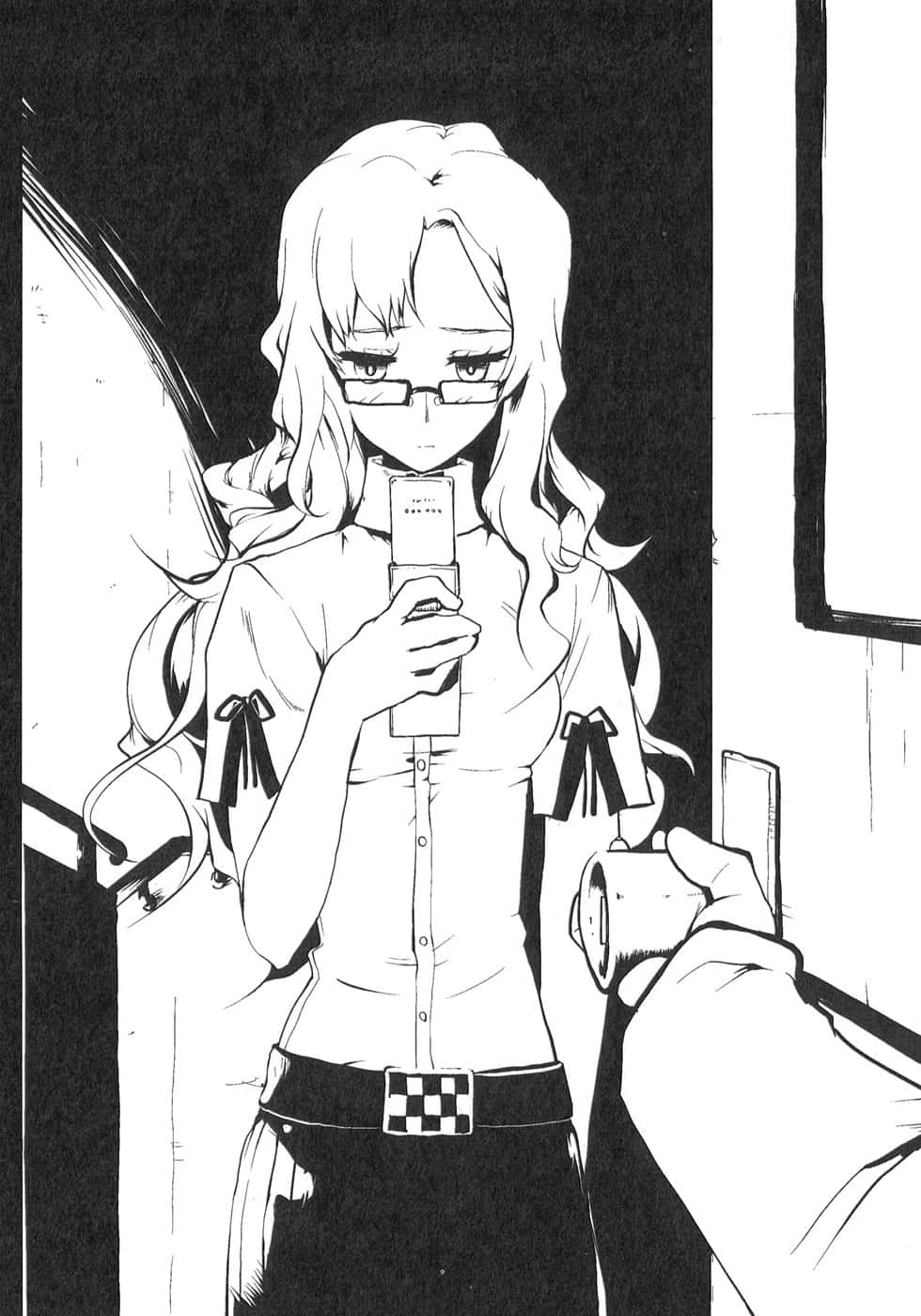 Moeka Kiryu, black and white, glasses, HD Phone Wallpaper