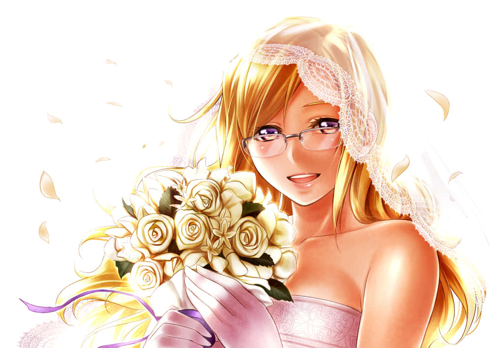 Moeka Kiryu, anime bride, glasses, SD Desktop Wallpaper
