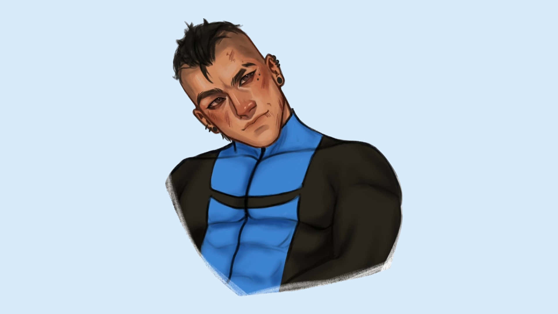 Mohawk Mark, spiky hair, ear piercings, Full HD Desktop Wallpaper