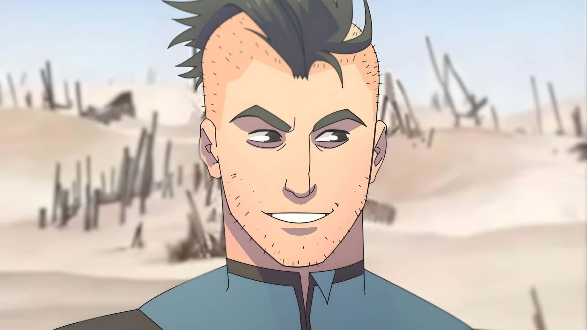 Mohawk Mark, anime man, spiky dark hair, Full HD Desktop Wallpaper