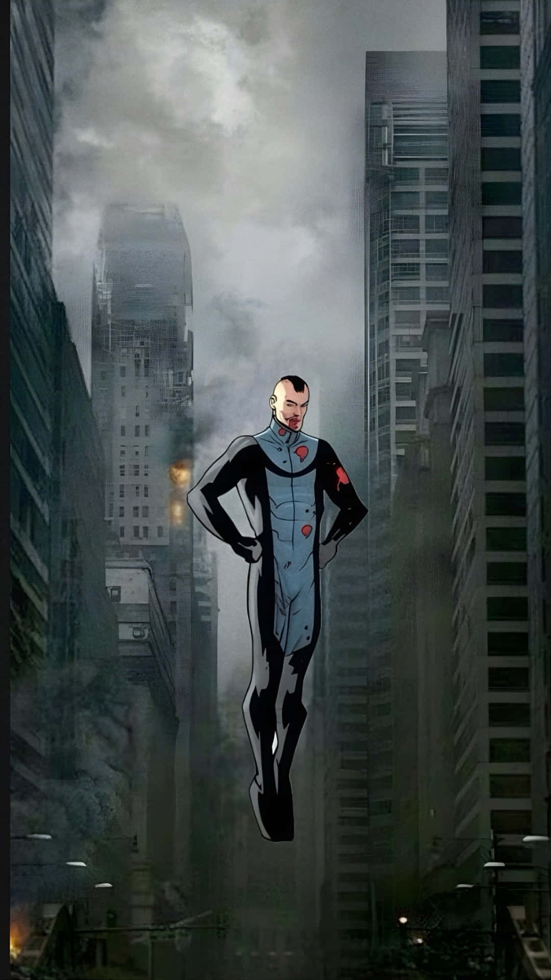 Mohawk Mark, blue and black suit, red heart symbols, Full HD Phone Wallpaper