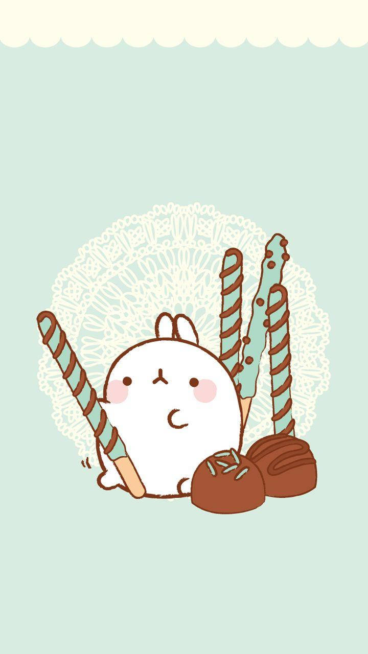 Molang, chocolates, pink cheeks, HD Phone Wallpaper